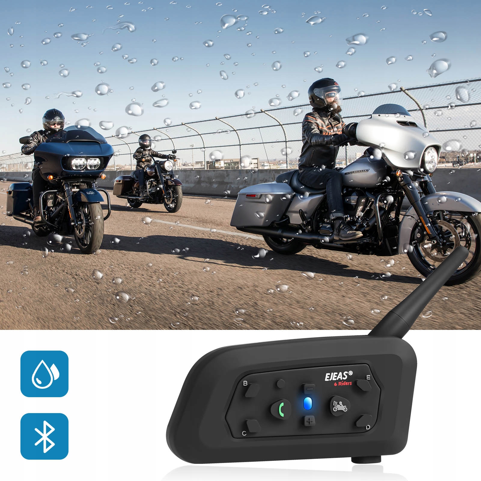 2x INTERKOM INTERCOM MOTOCYKLOWY EJEAS V6 PRO BT5 Typ połączenia Bluetooth