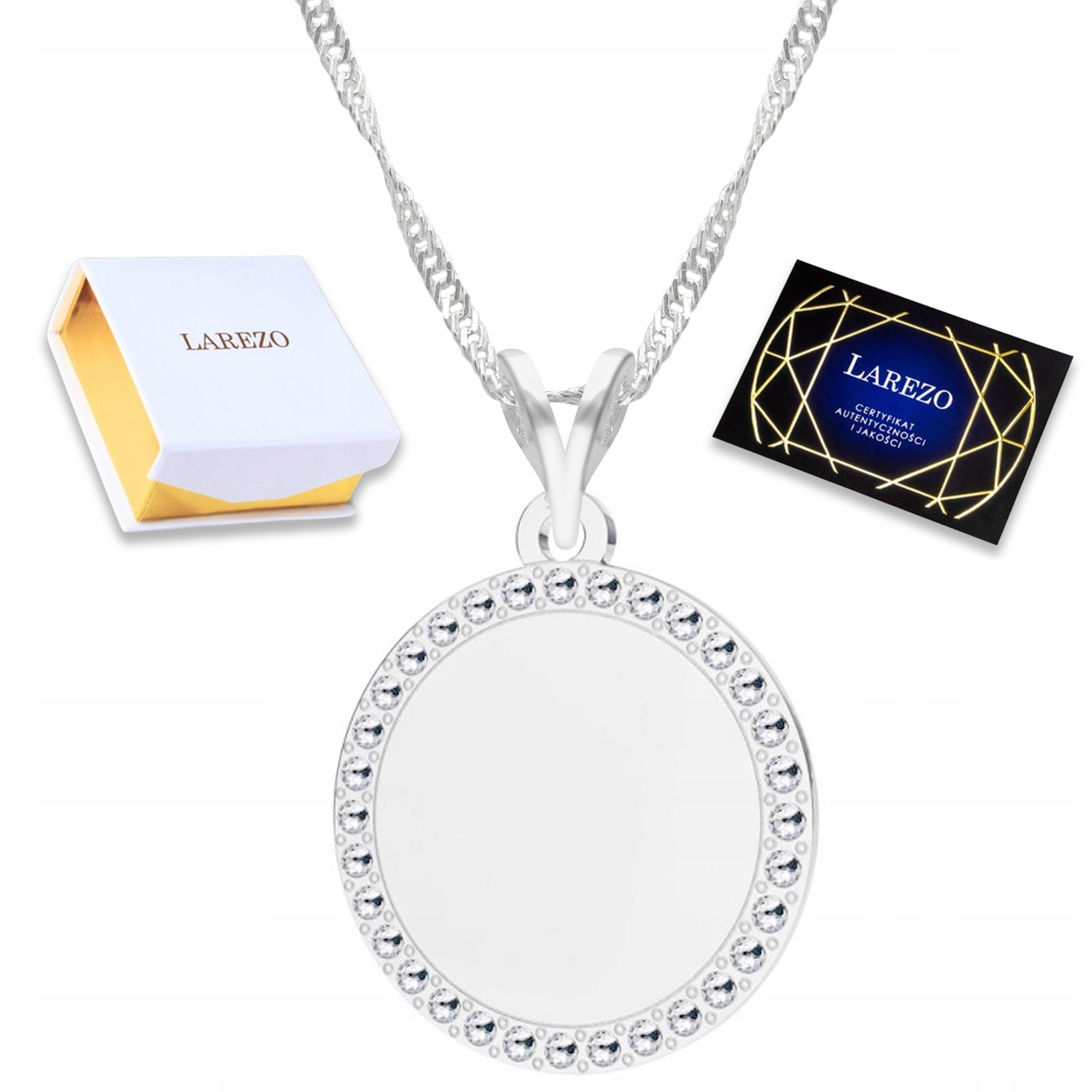 Stříbrný náhrdelník Kruh Křišťály Přítel Kameny Přívěsek Stříbro 925