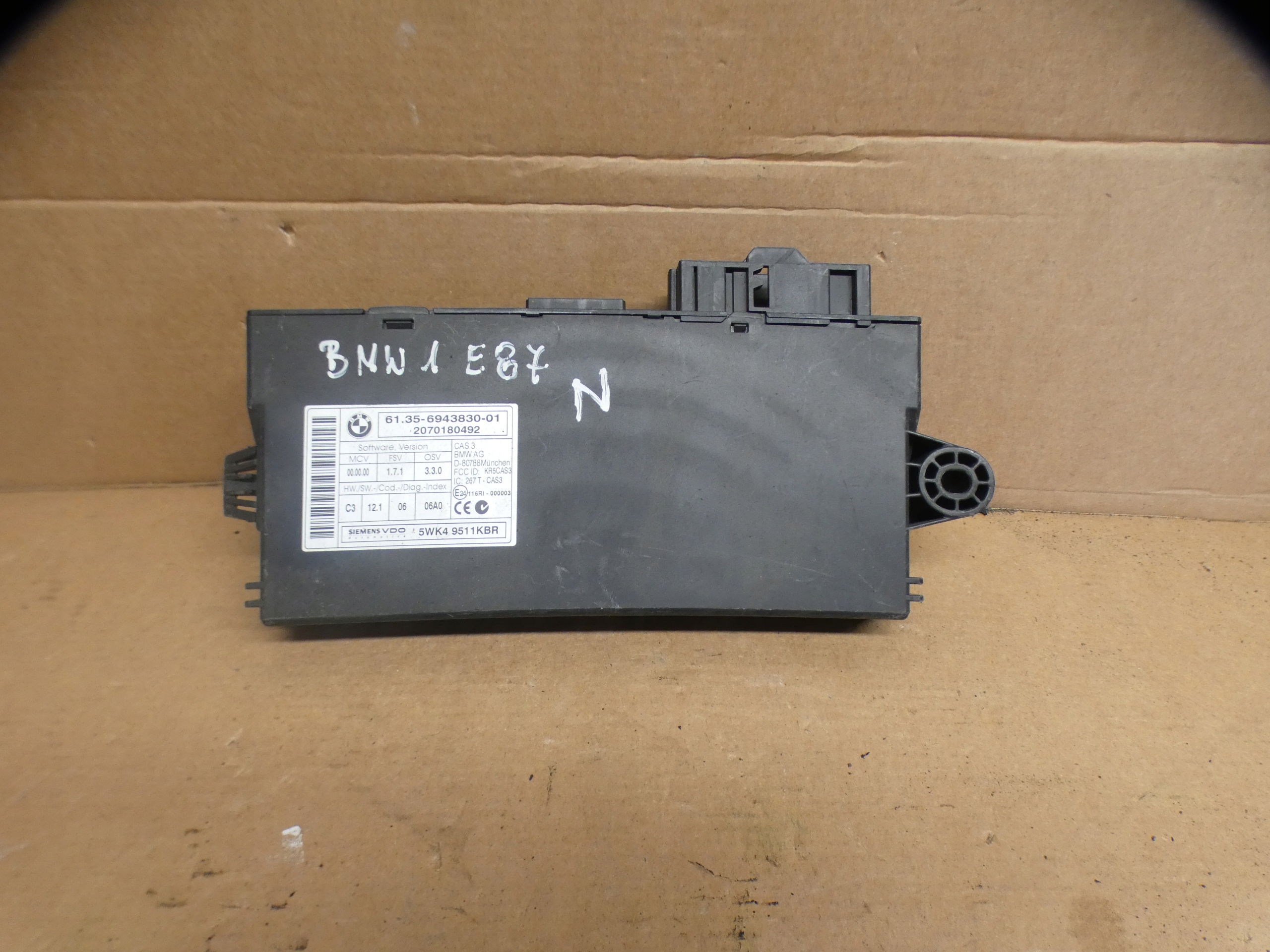 BMW E87 E81 E90 E91 modul KOMFORT CAS 6943830-01