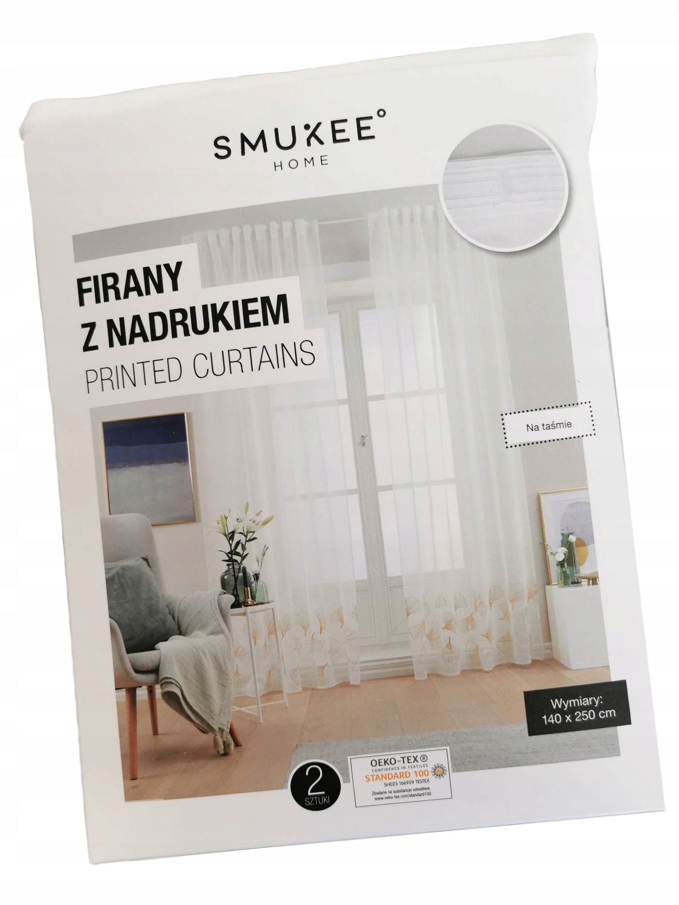 

Firana ze złotym nadrukiem firany 2 szt 140 x 250