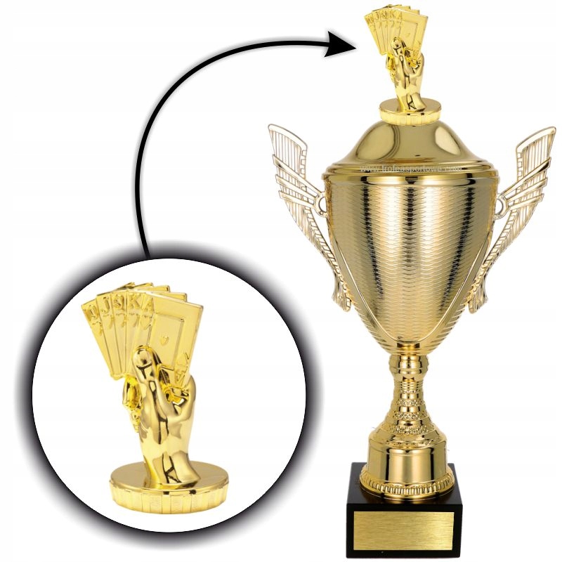 Krásný pohár s figurkou Karty 38 cm Gravírování Bonus