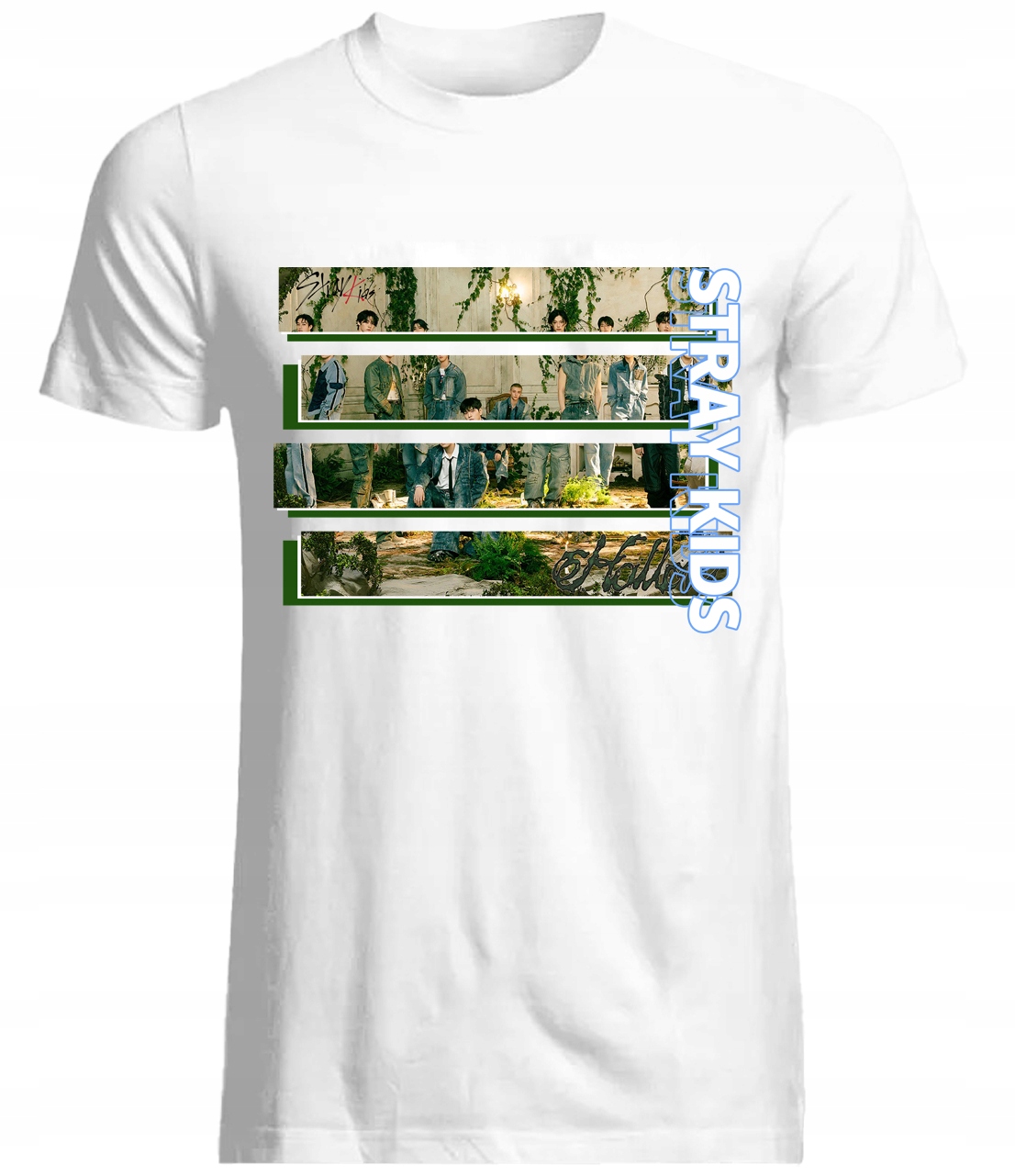 Koszulka K-pop Stray Kids Tekstura 100% Bawełna Biały Wysokiej Jakości M