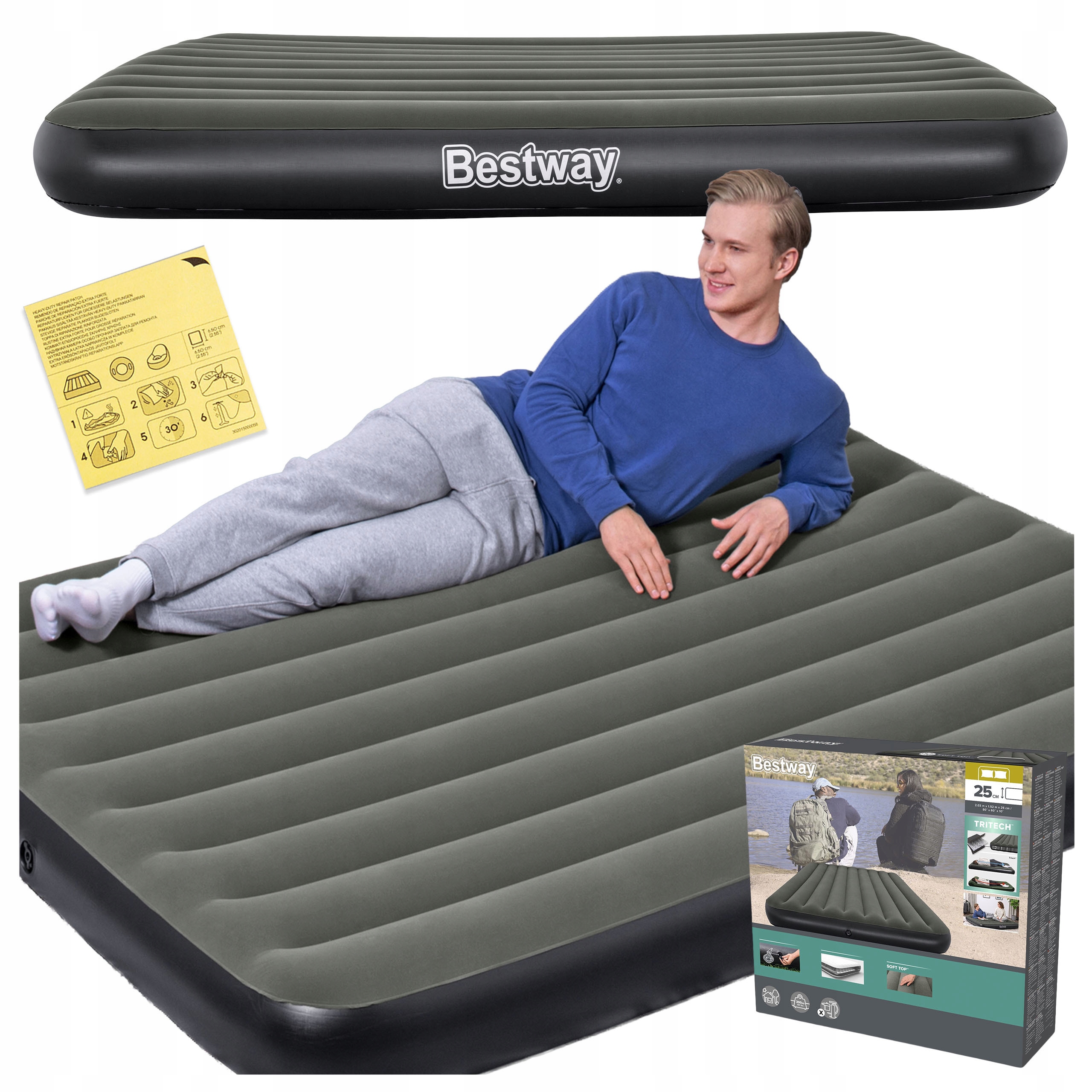 Matrace Velurová Dvoulůžková postel Bestway 6713N 203x152x25 cm