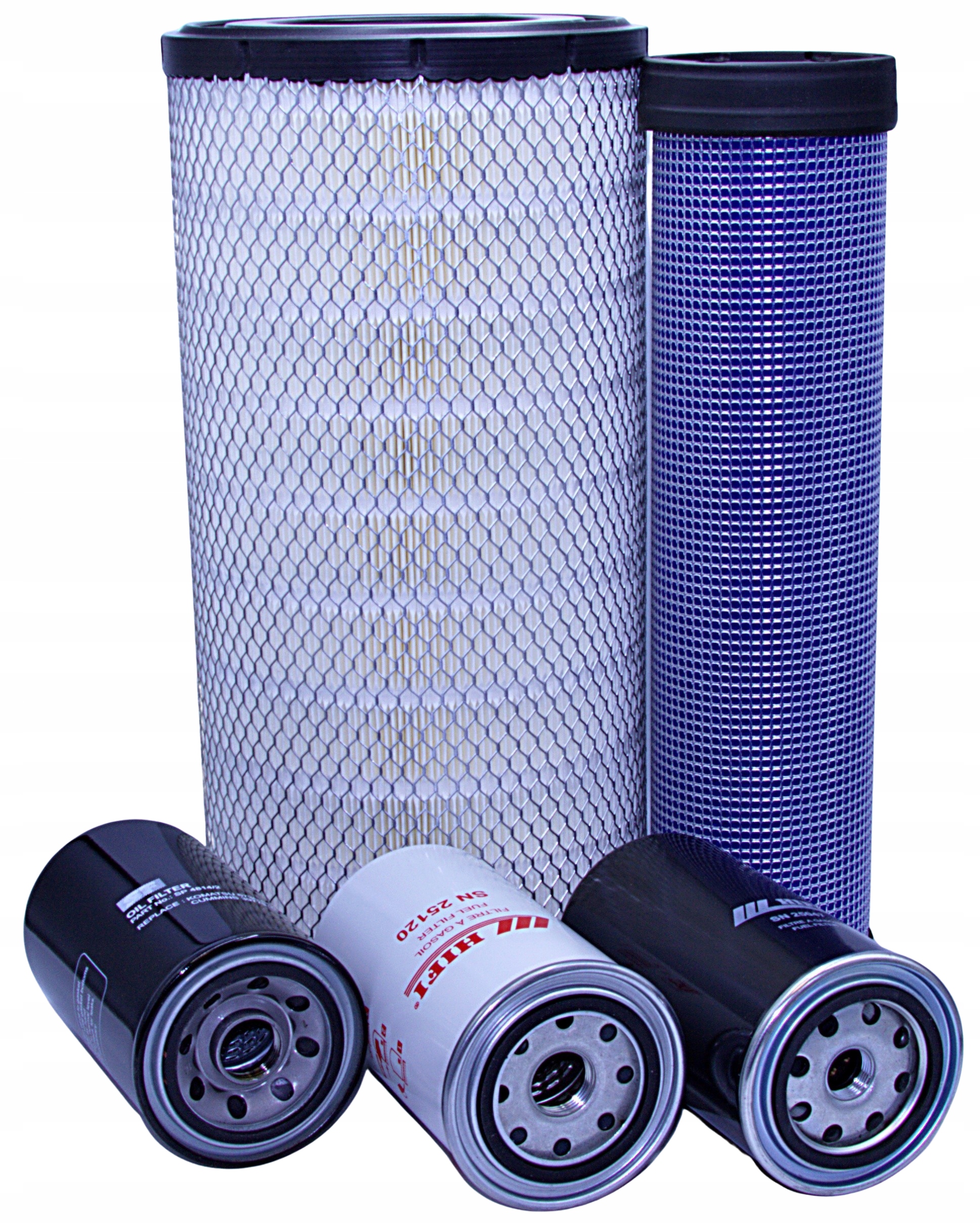 Filtry Komatsu Pw 140-7 od č. řady H50051 – vzduch, olej, palivo