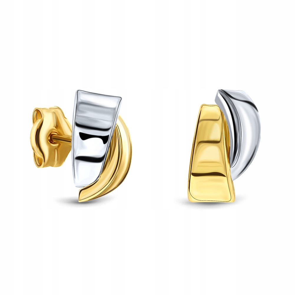 Kolczyki Miore 14KT 585 Złoto Żółte i Białe Dwukolorowe Sztyfty 4,8mm x 9mm