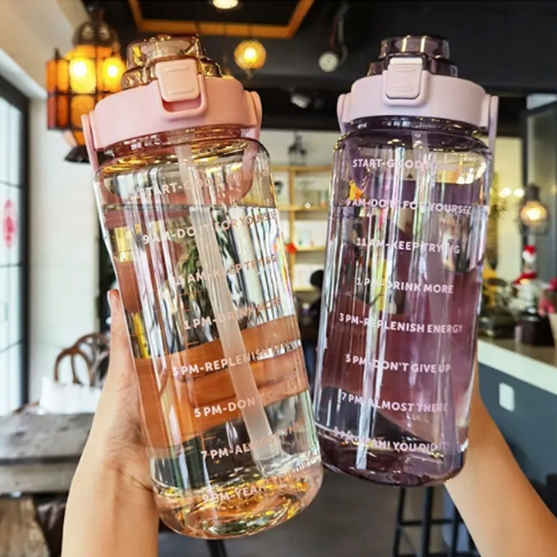 Duża pojemność 2L BUTELKA NA WODĘ BIDON Z MIARKĄ Z PODZIAŁKĄ Czarny Rodzaj butelka