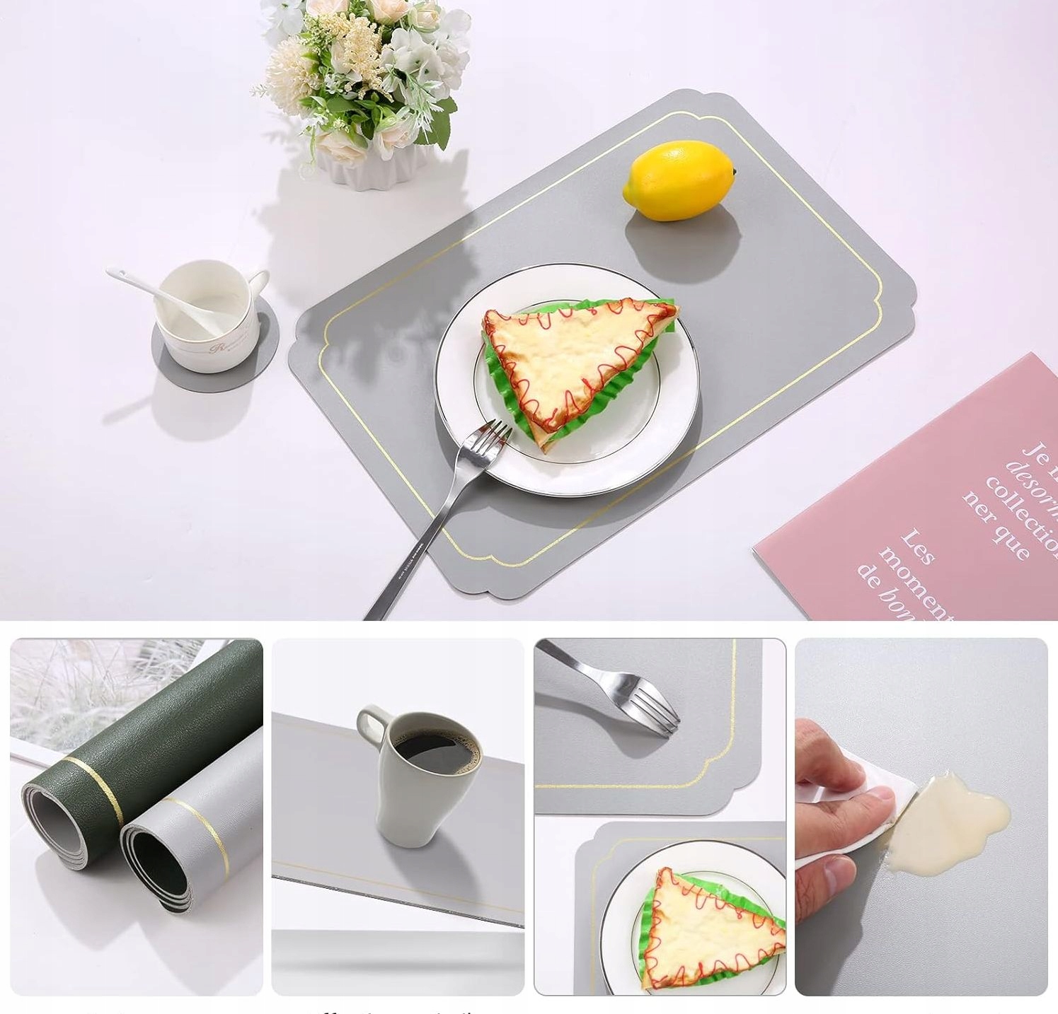 12 elemt. OCHRONNA PODKŁADKA NA STÓŁ POD TALERZ i KUBEK MATA OZDOBNA Marka inna