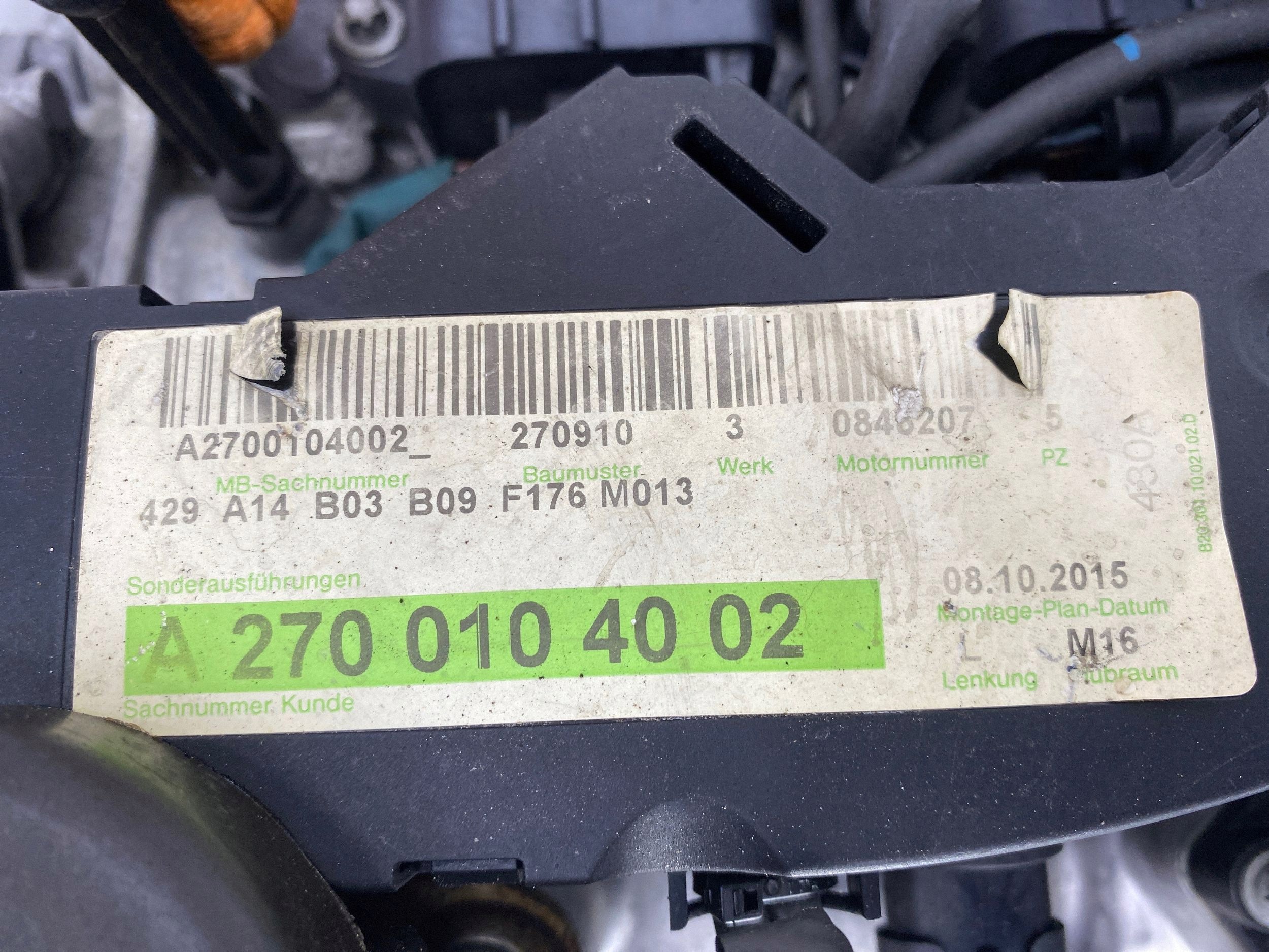 Mercedes CLA200 W117 2015r engine complete 270910 1.6 CGI M270.910 150KM