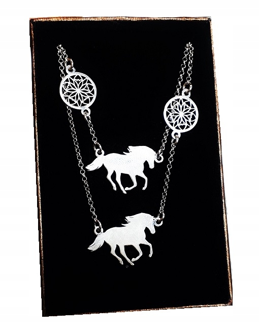 

Komplet Srebrny Celebrytka koń konik Grawer