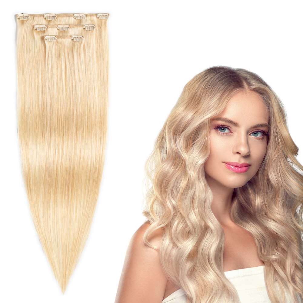 

Doczepiane włosy naturalne Clip In taśmy 60 cm #60