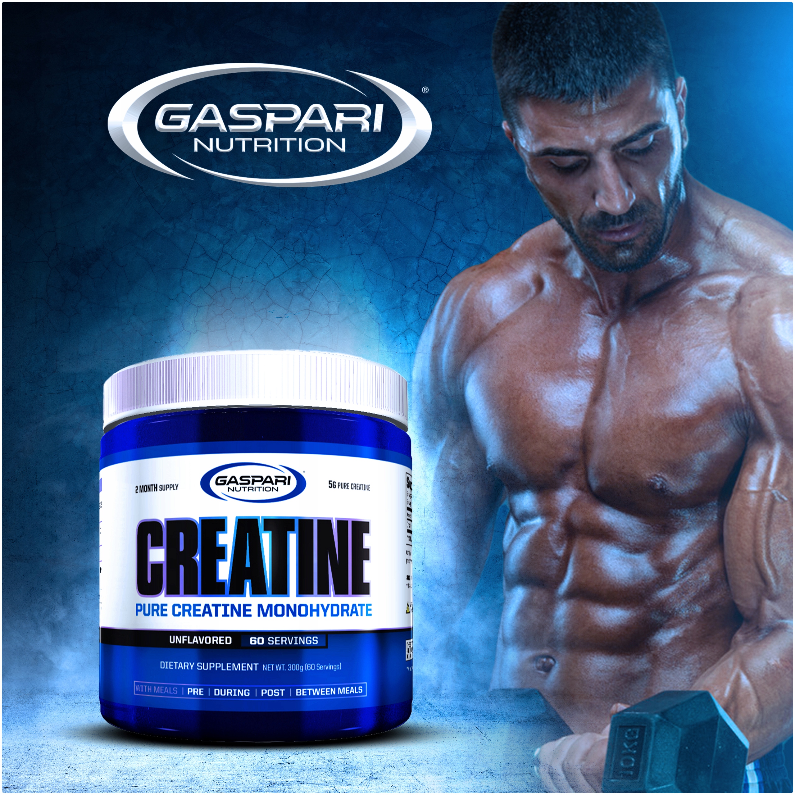 GASPARI CREATINE 300g KREATYNA CZYSTY MONOHYDRAT Smak producenta Pure Natural / 100% Czysta Kreatyna Bezsmakowa