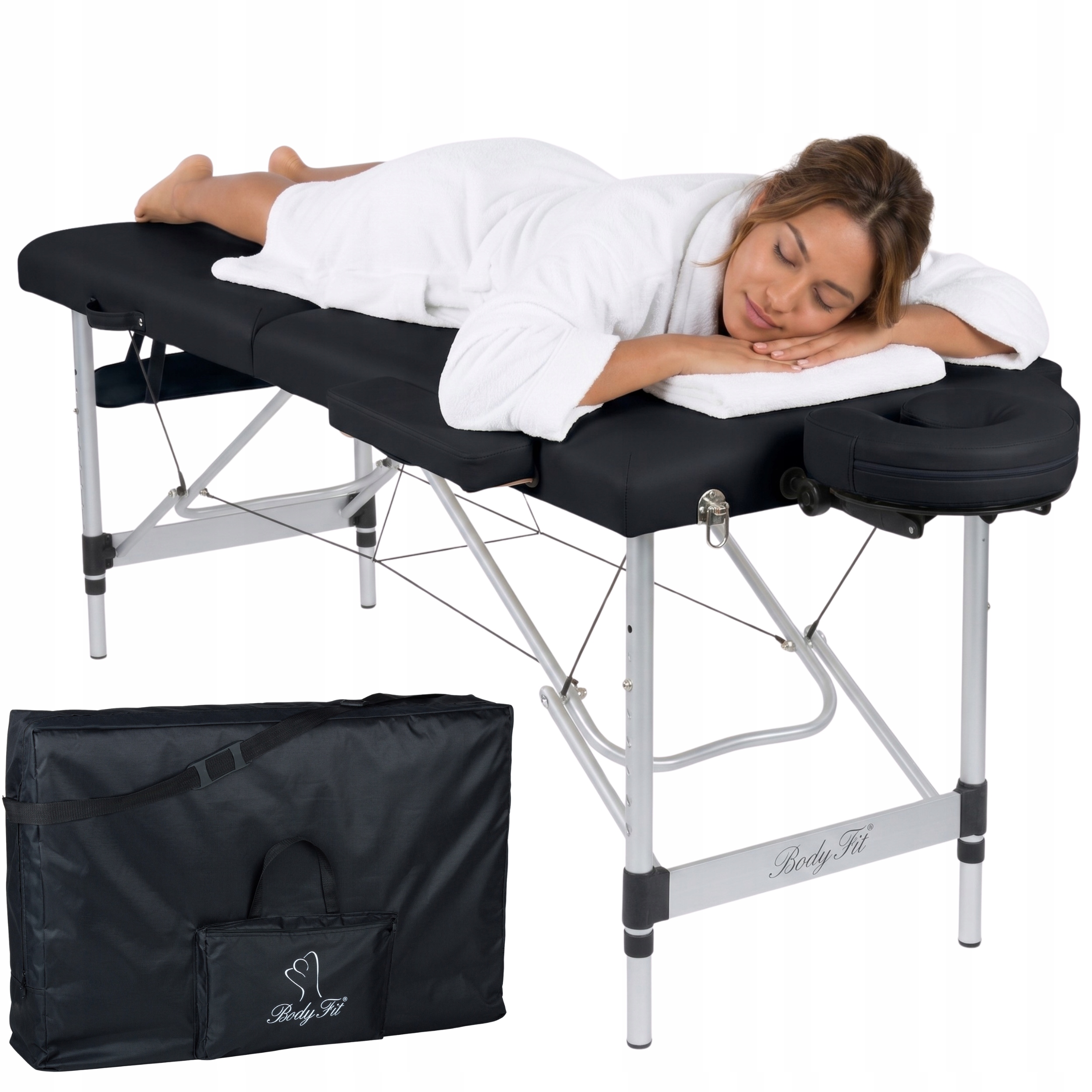 Łóżko do masażu składane aluminiowe kosmetyczne 3 segmentowe +Torba Bodyfit