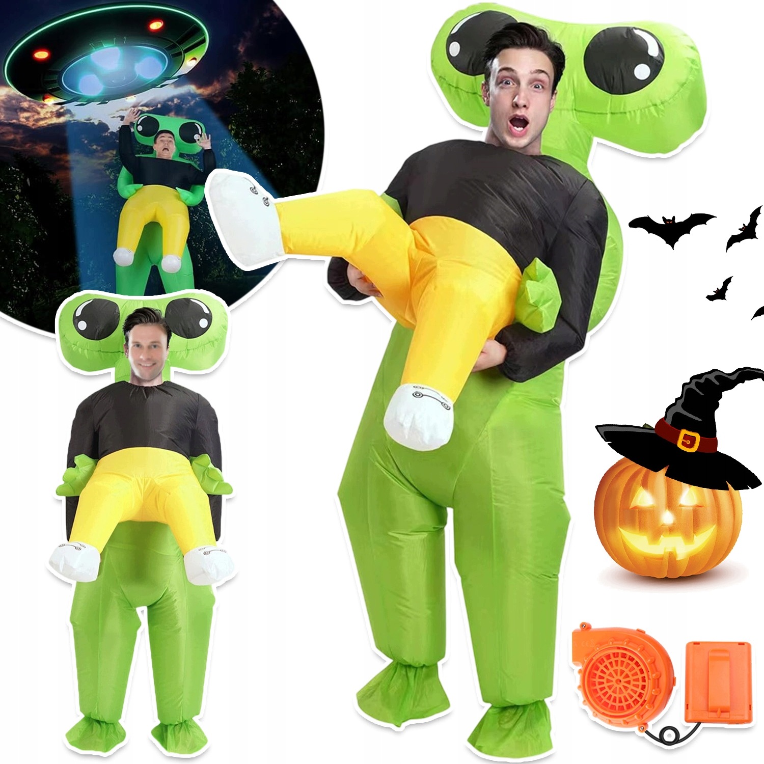 Kostým Alien Ufo Mimozemšťan Nafukovací Převlek Kostým Halloween Pro Dospělé