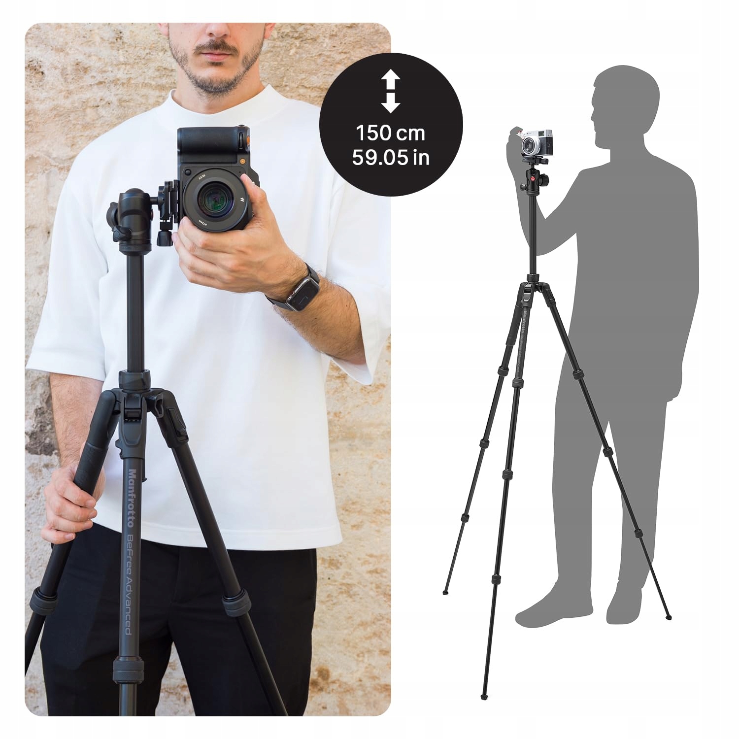 MANFROTTO Befree Advanced AS Statyw Podróżny Kompaktowy Aluminiowy DSLR — miniatura 3