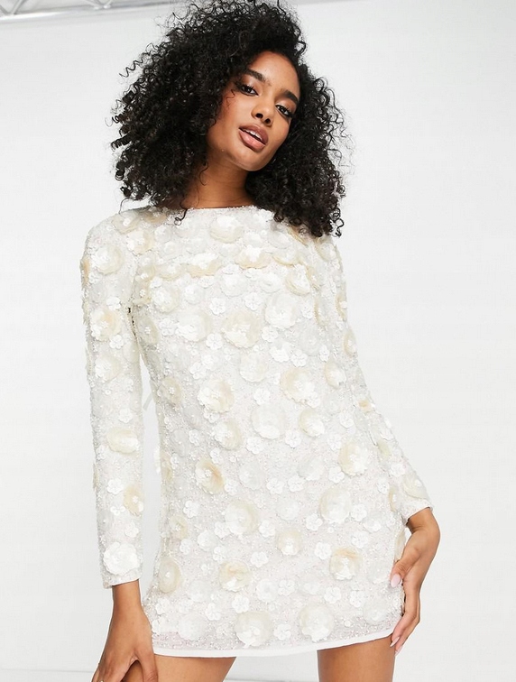 Zdobená Flitrová Koktejlová Šaty 3D Design 40 L