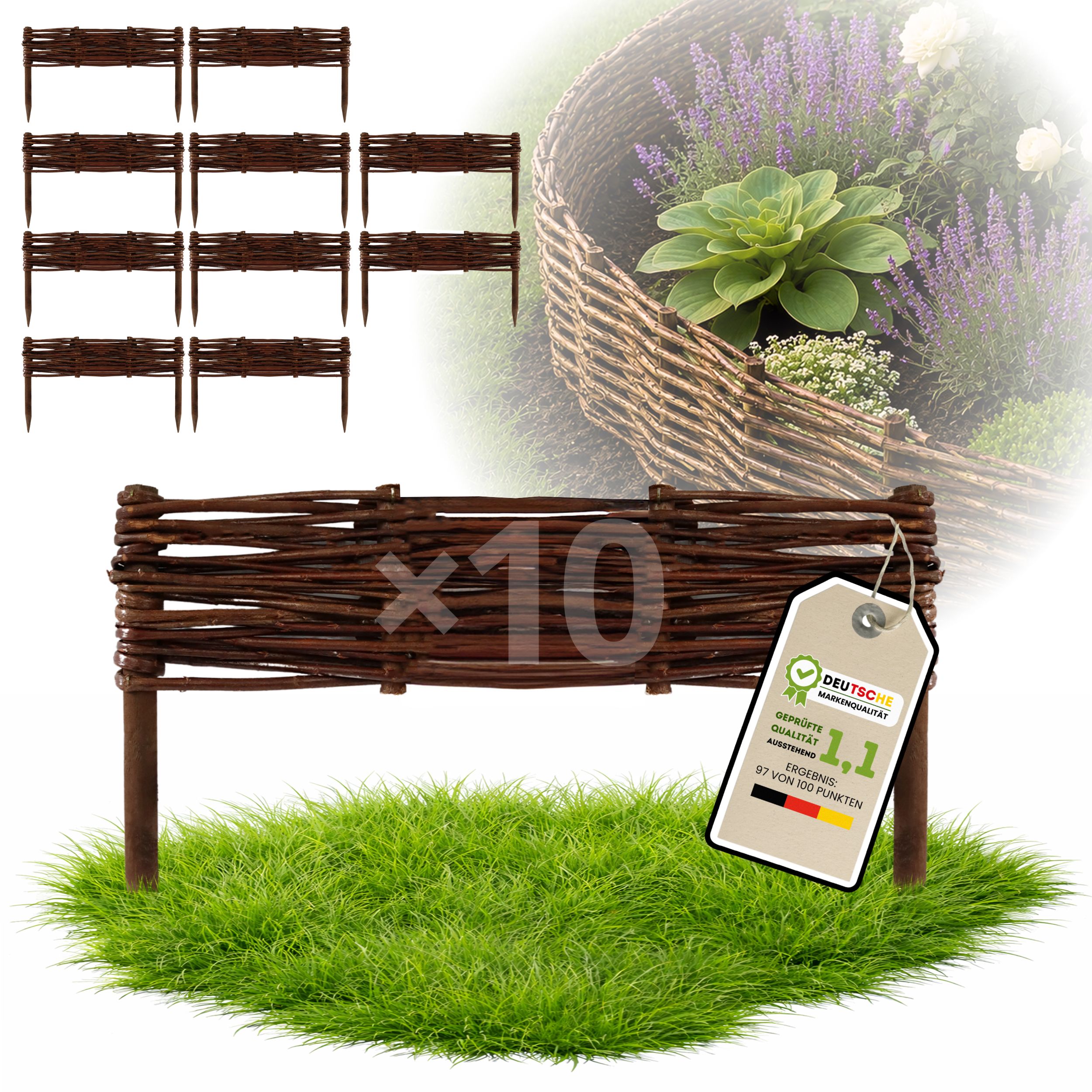 10 kusů Palisáda, plot trávníkový lem 10/40 cm Výrobce