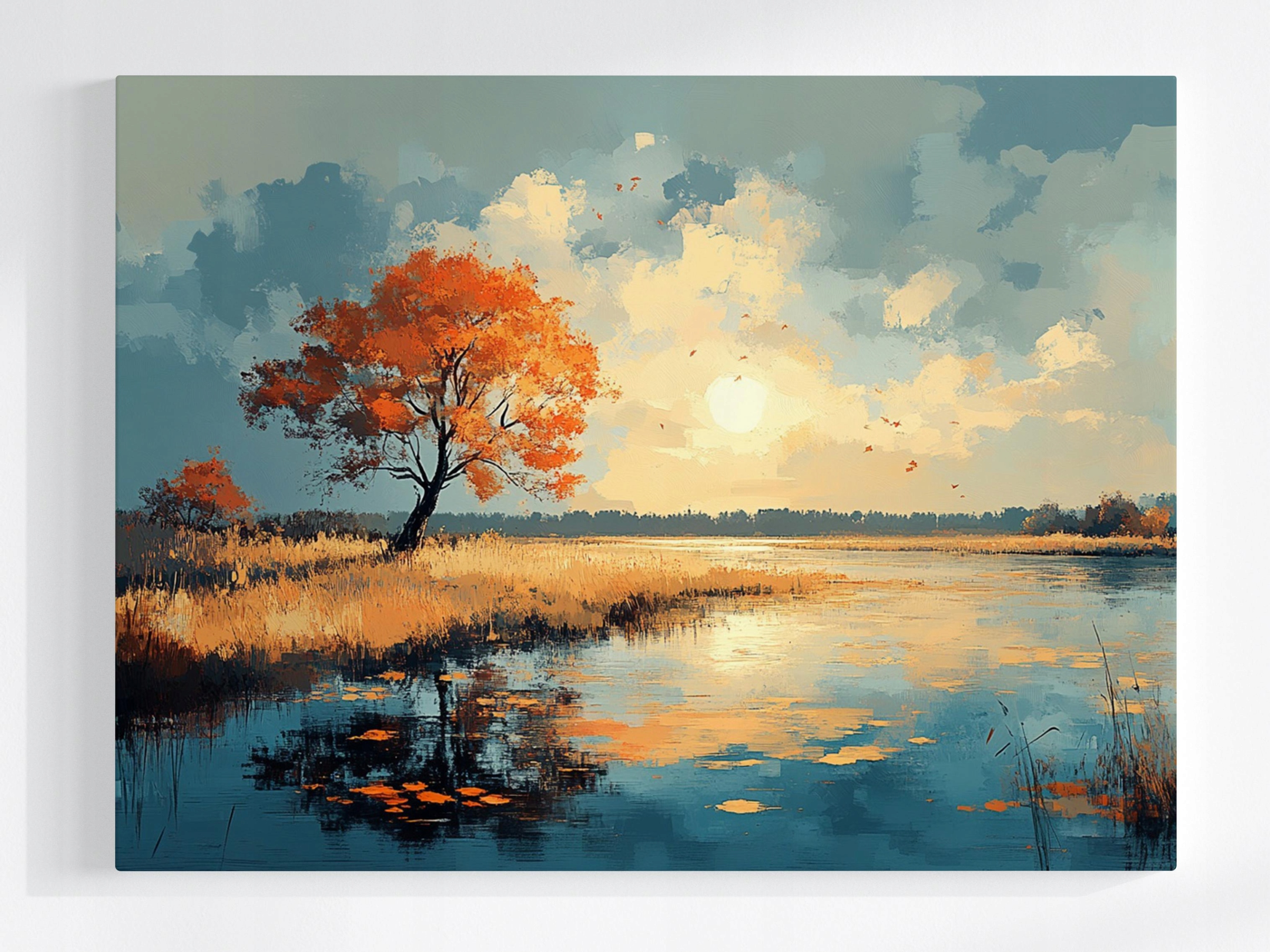 Obraz Na Plátně Voda Krajina Jezero Strom Podzim Slunce Příroda 80x60