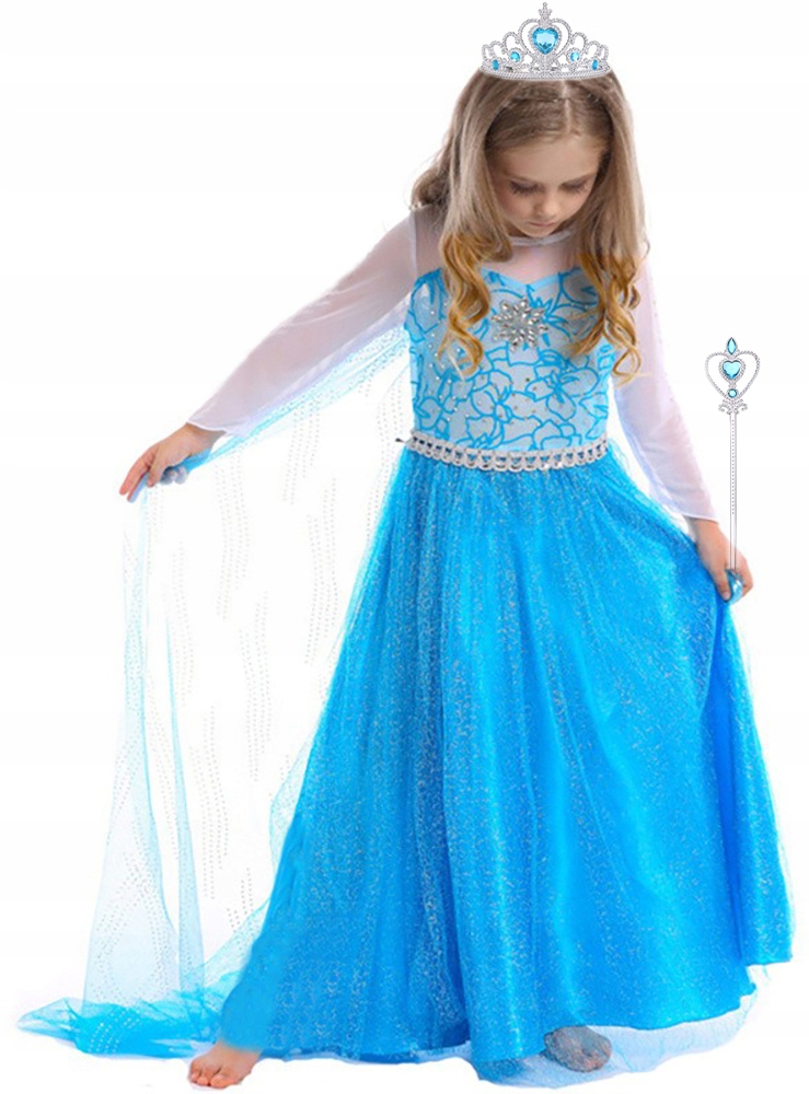 STRÓJ ELSA SUKIENKA KOSTIUM STRÓJ KARNAWAŁOWY KRAINA LODU ELZA 104 / 110 Płeć Dziewczynki