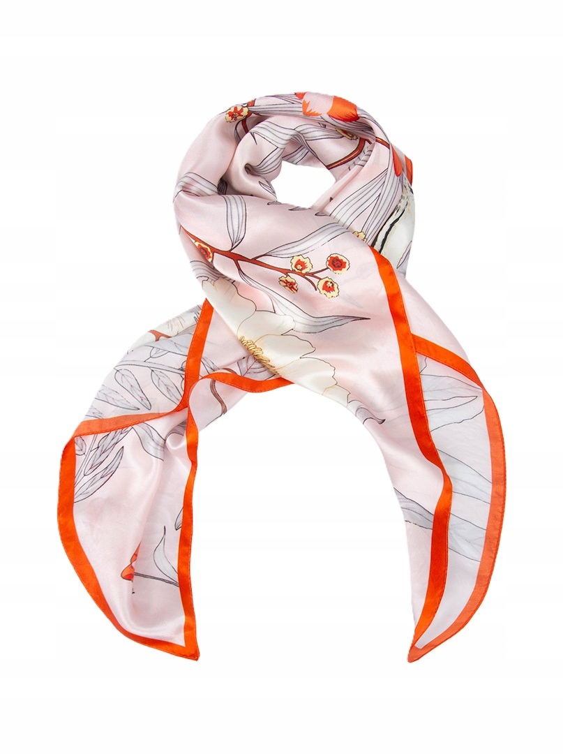 Hedvábná šála Velká šála 100% Hedvábí 90x90 cm Elegantní Květiny