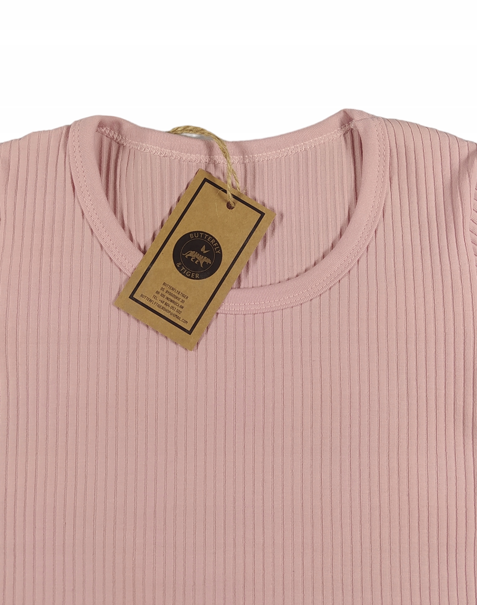 Bluzka Prążek różowa krótka M Butterfly&Tiger Rozmiar M