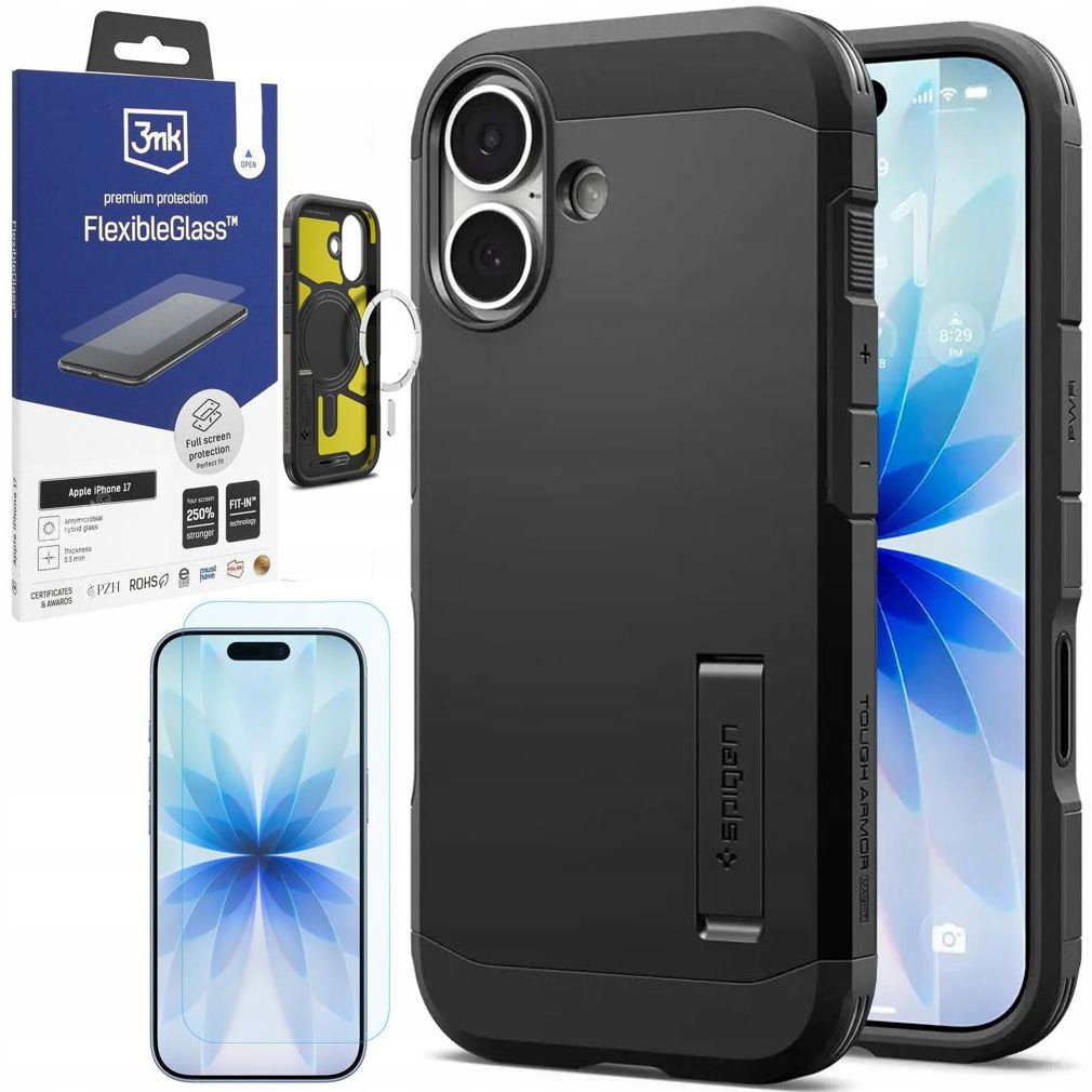 Pouzdro Spigen Tough Armor MagSafe ochranné Sklo 3mk pro Apple iPhone 17