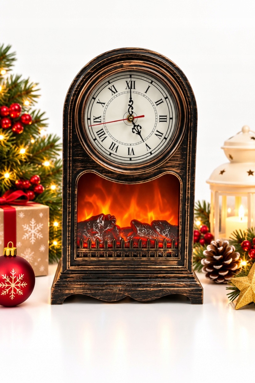 Retro Led Krbový Časovač 40 CM Efekt Plamene Starožitný Bronz Usb Baterie