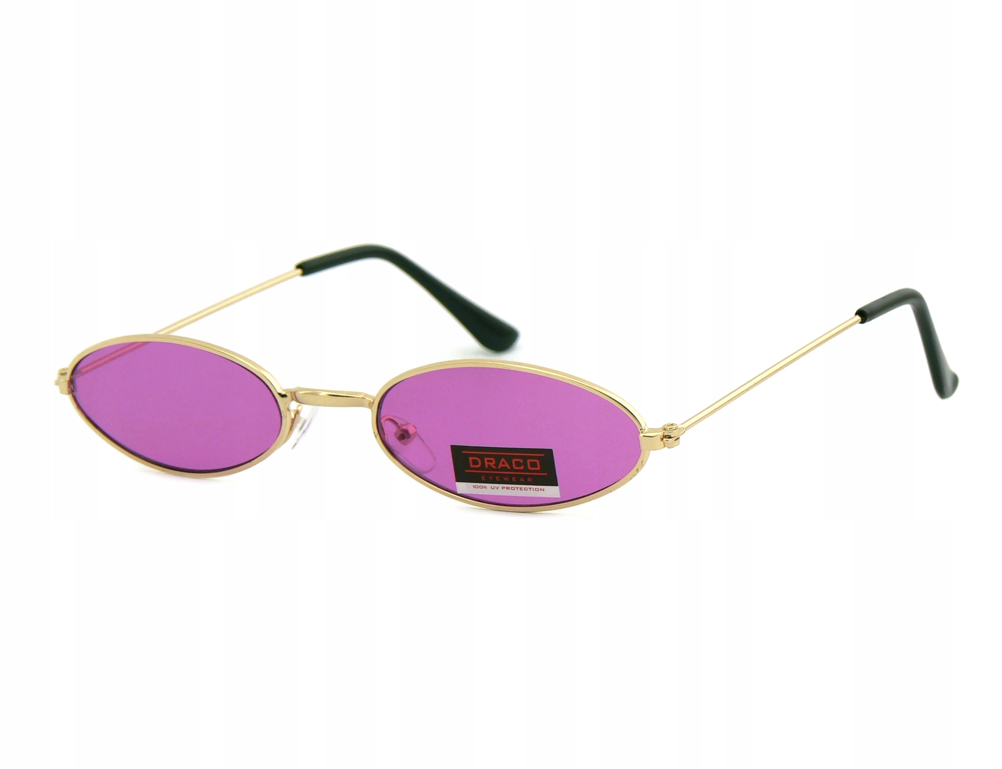 

Fioletowe Okulary Lenonki vintage wąskie owalne