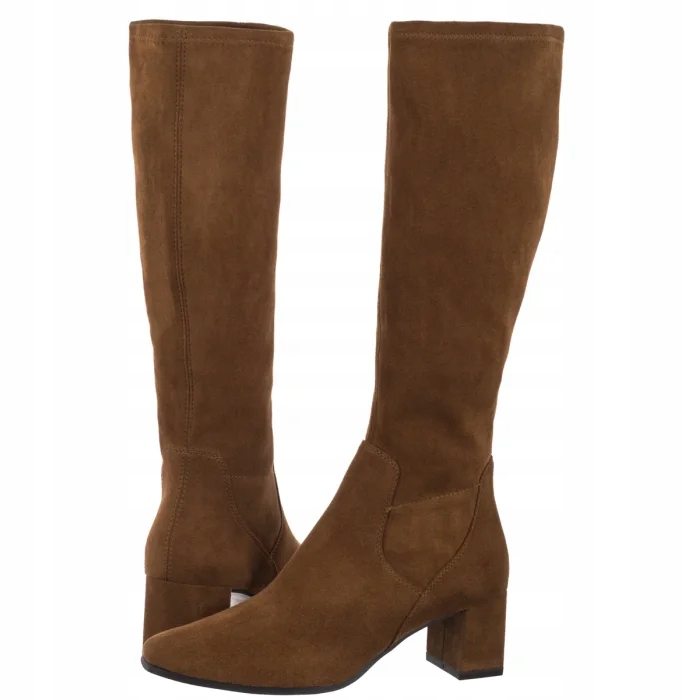 Kožené kozačky na podpatcích Caprice 9-25547 Brown Stretch