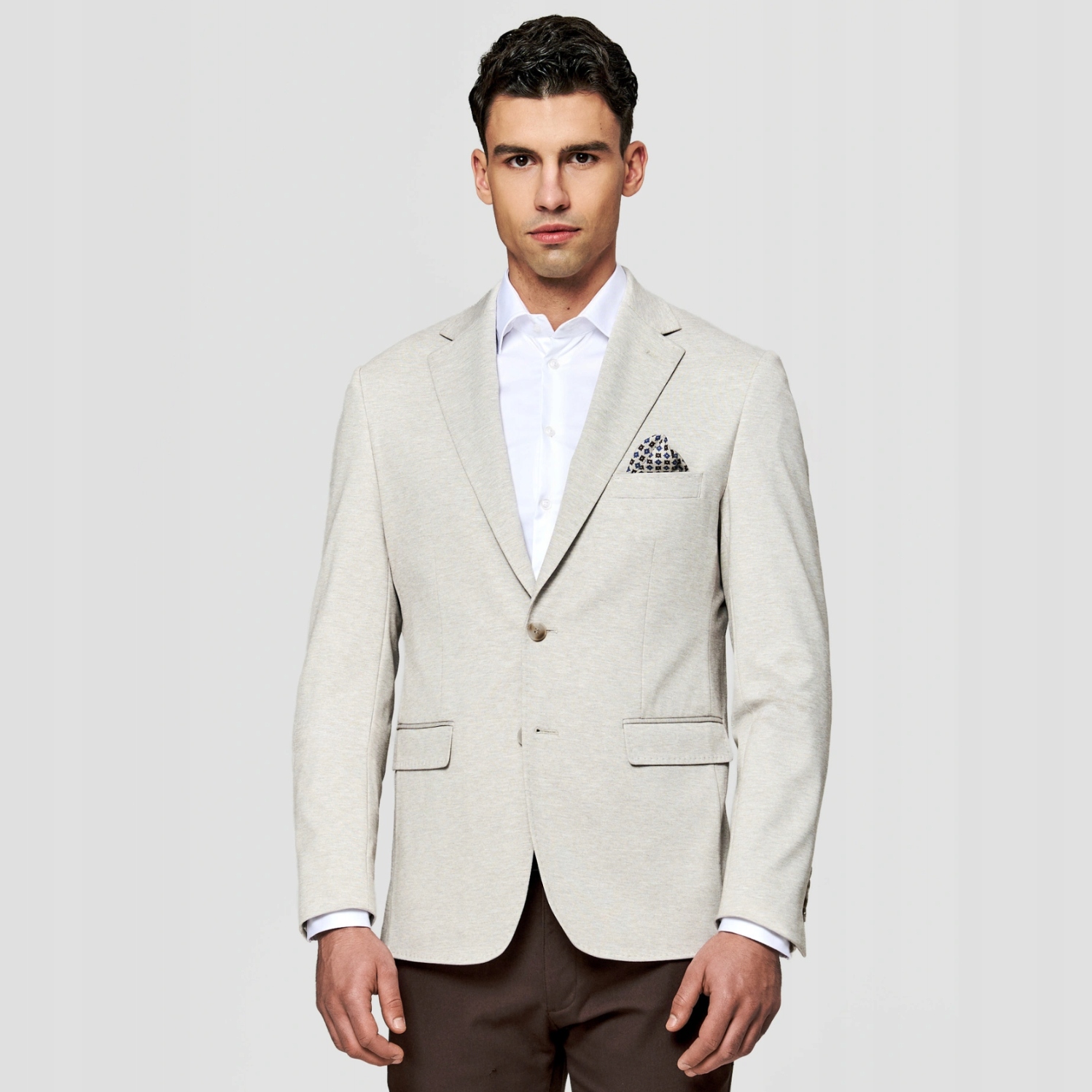 Béžová jednořadá sako Slim Fit Pako Lorente vel