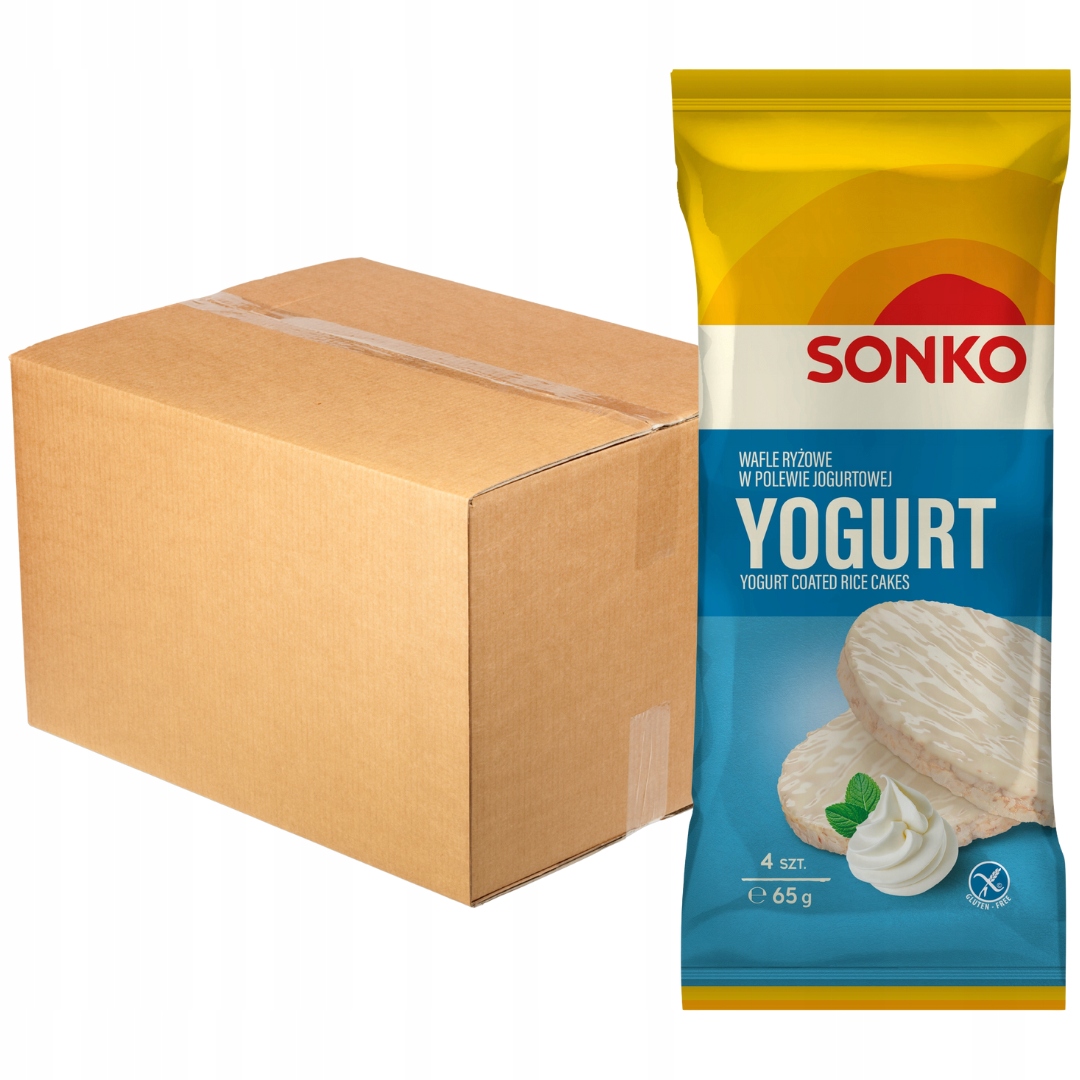 Sonko Wafle ryżowe w polewie jogurtowej 65 g (4 sztuki) x 28 sztuk