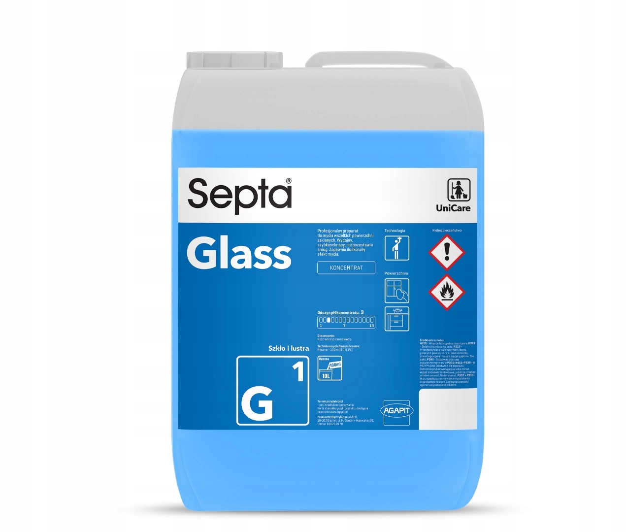 Levně Kapalina Na Skleněné Povrchy Septa Glass G1 10L