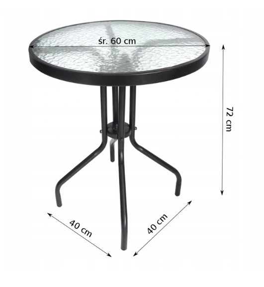 ZESTAW STOLIK SZKLANY+ 2 KRZESŁA ELEGANCKI KOMPLET MEBLI OGRODOWYCH Producent Eurohit