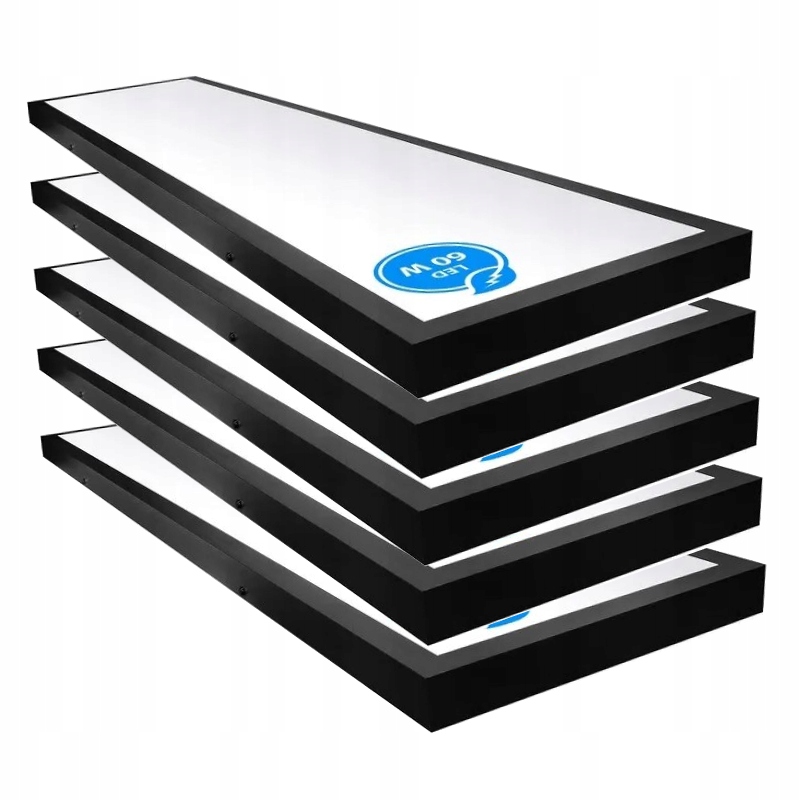 5 x Led panel strop 60 W Natynkový čierny 120 x 30 cm Stropné Svietidlo 5400 LM