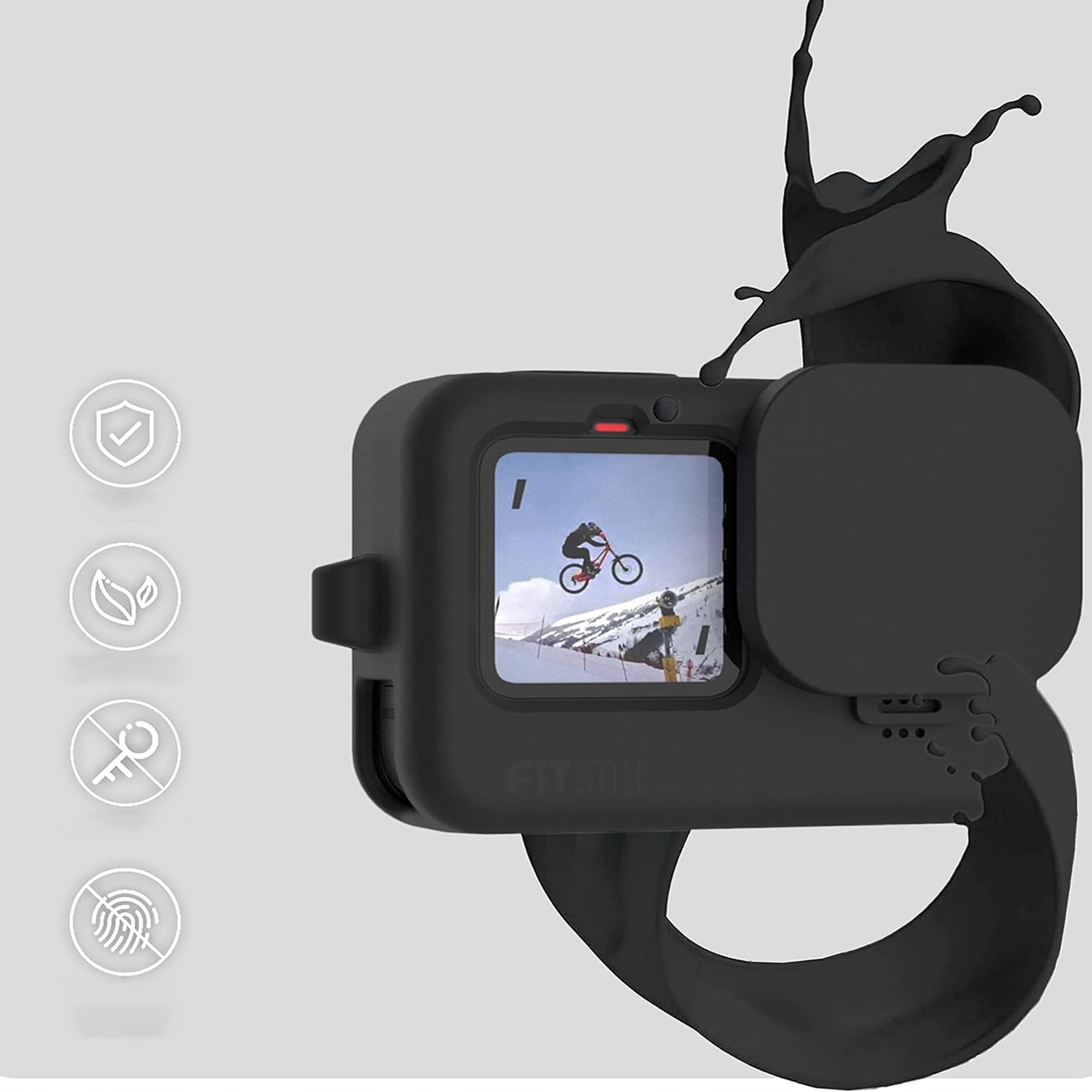 ZESTAW SILIKONOWEJ OSŁONY I POKRYWY BOCZNEJ SZKŁEM GOPRO Materiał silikon