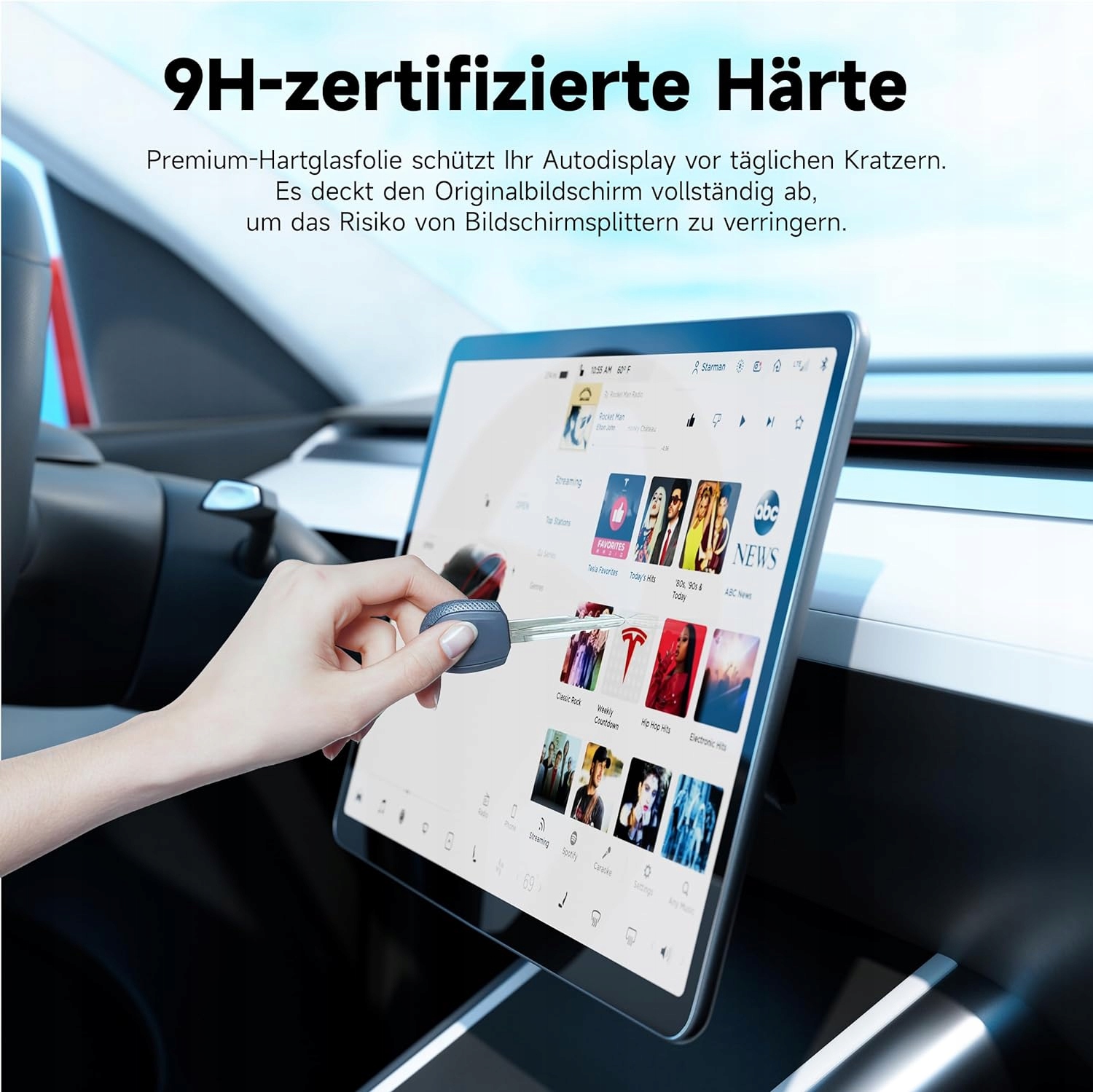 Folia ochronna Tesla 3/Y, szablon do instalacji, szkło hartowane 9H, 15'' Producent bez marki