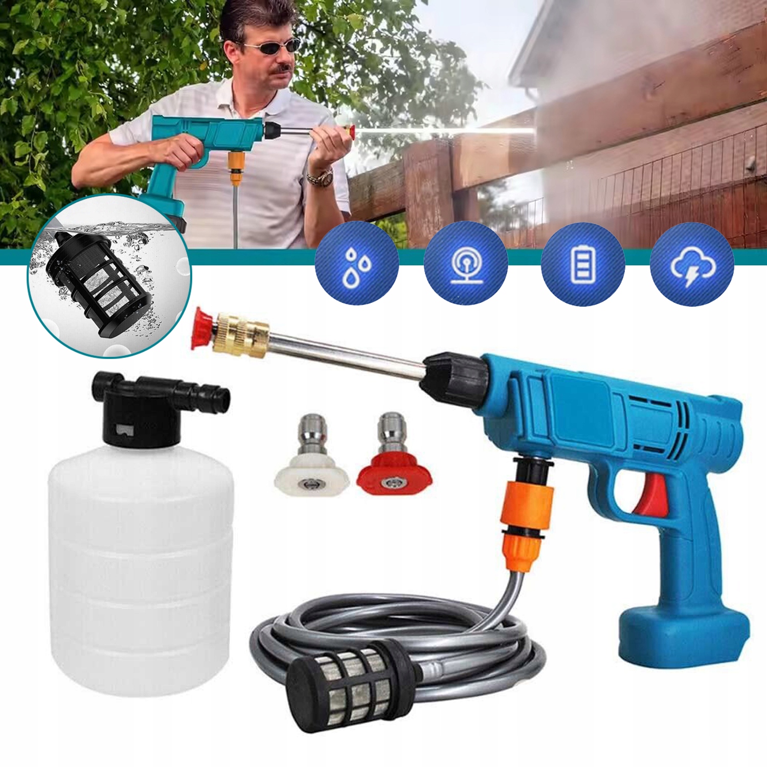 Mobilní Vysokotlaká Myčka S Akumulátorem, Přenosná Tlaková Myčka