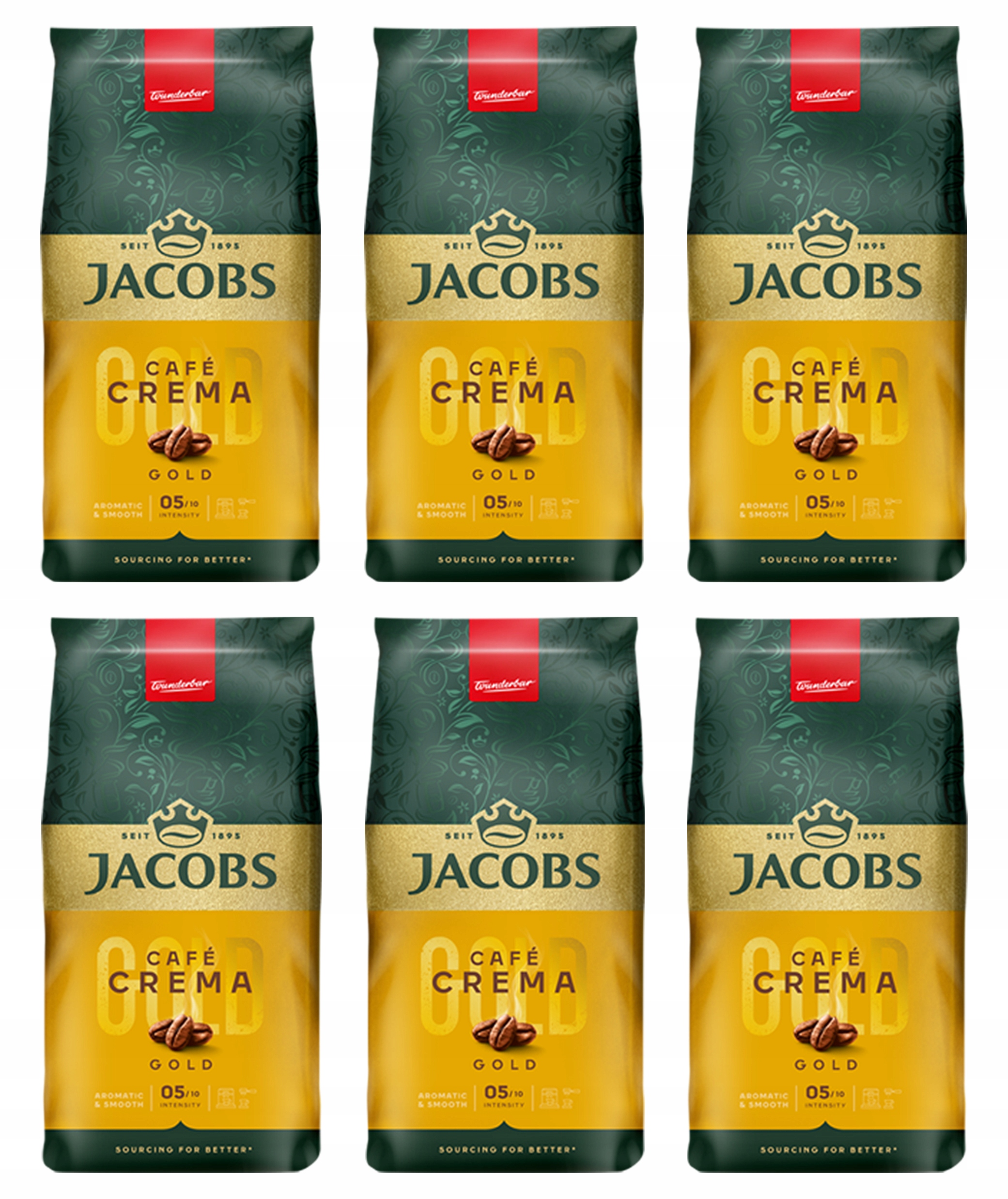 Kawa ziarnista Jacobs Crema Gold 6x 1kg, Intensywność 5/10