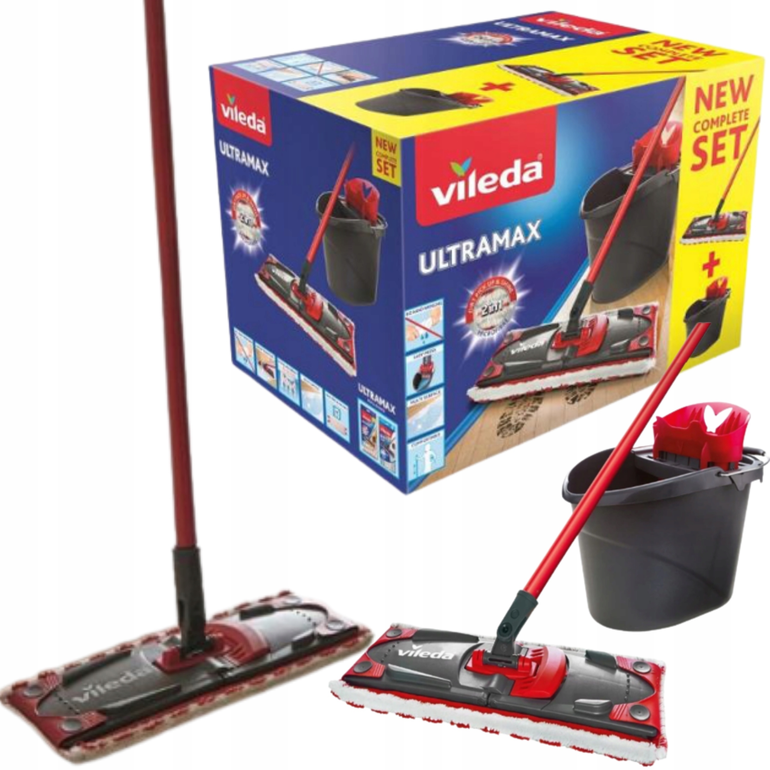 ZESTAW MOP PŁASKI VILEDA +WIADRO DO MYCIA PODŁÓG