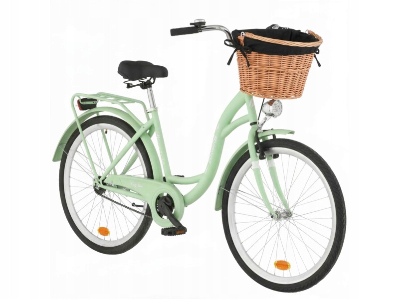 Rower miejski Indiana Moena S1B 26 cali damski Miętowy Koszyk+ Wkład