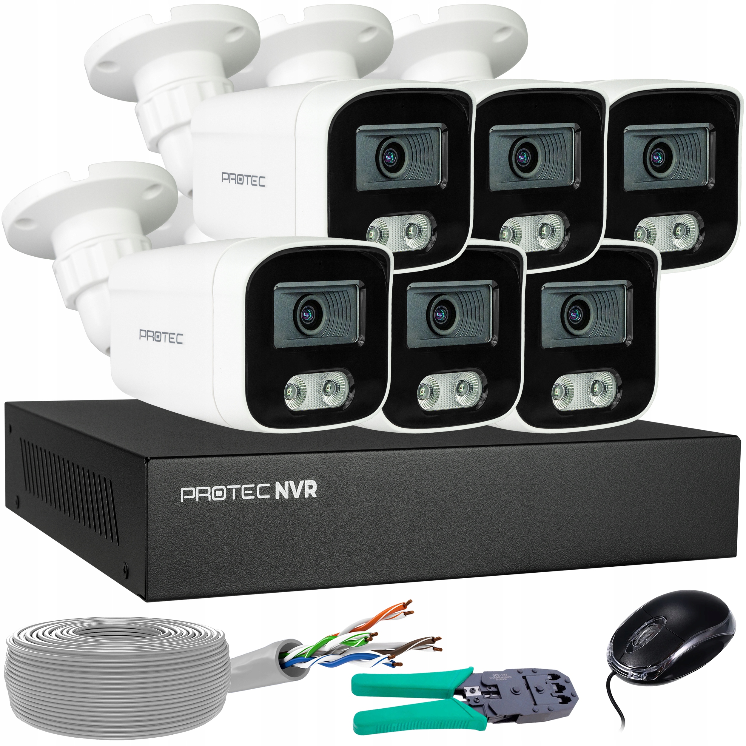 Monitorovací sada 6 kamer Ip 8MP PoE Mikrofon Detekce lidí bez hdd