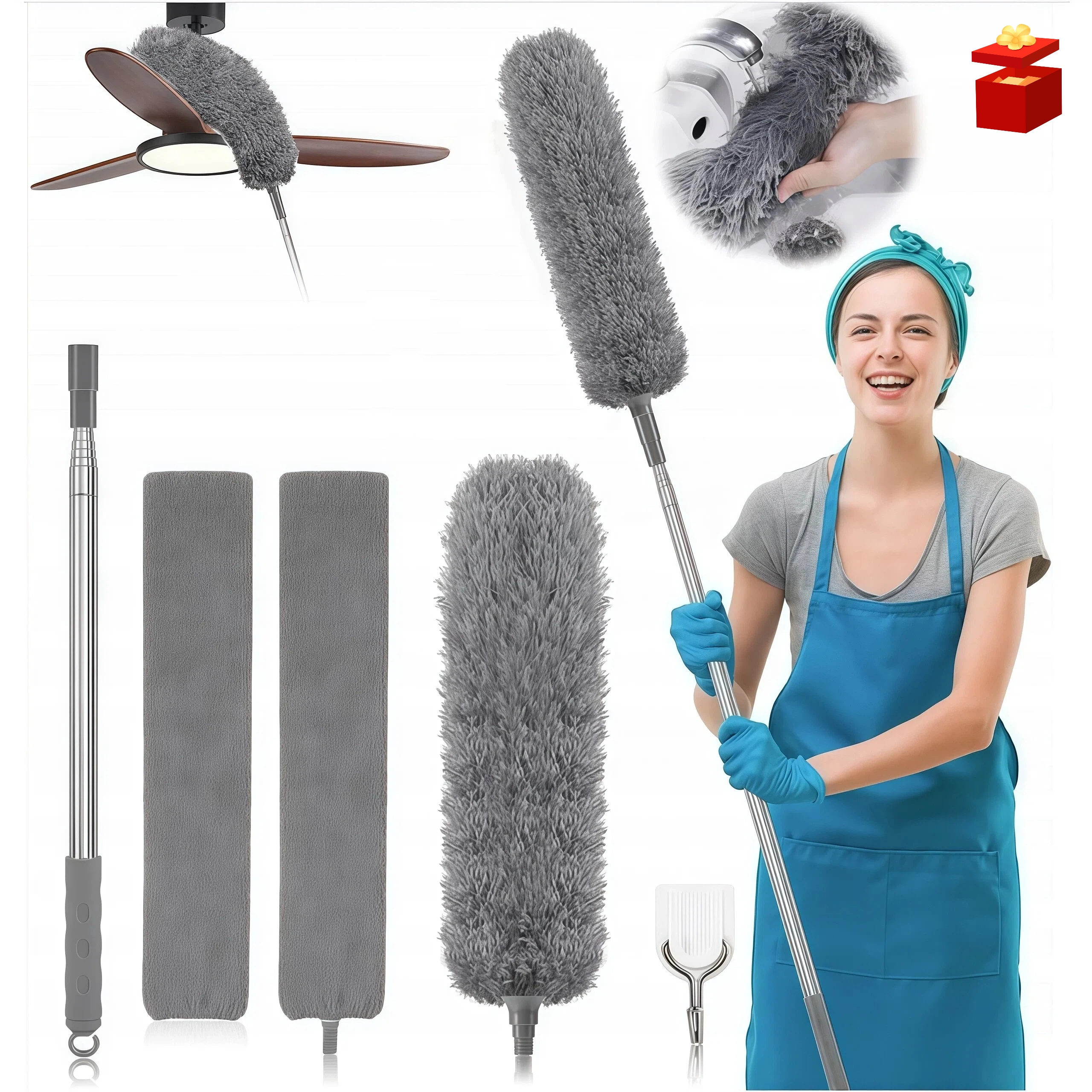 Levně Kartáč Na Prach 3V1 Teleskopická Metla 250 CM Pro Domácnost I Kancelář