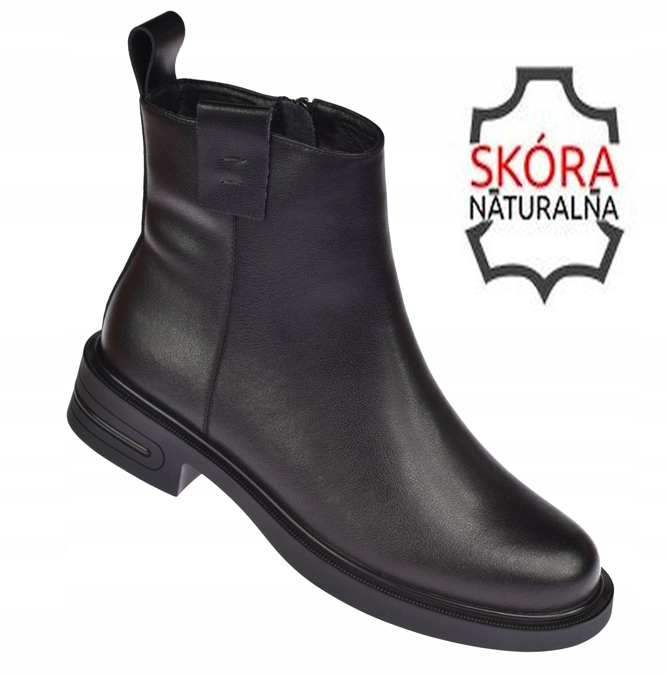 Dámské kotníkové boty JK/B-3-128 černé, zateplené, na plochém podpatku, vel 41