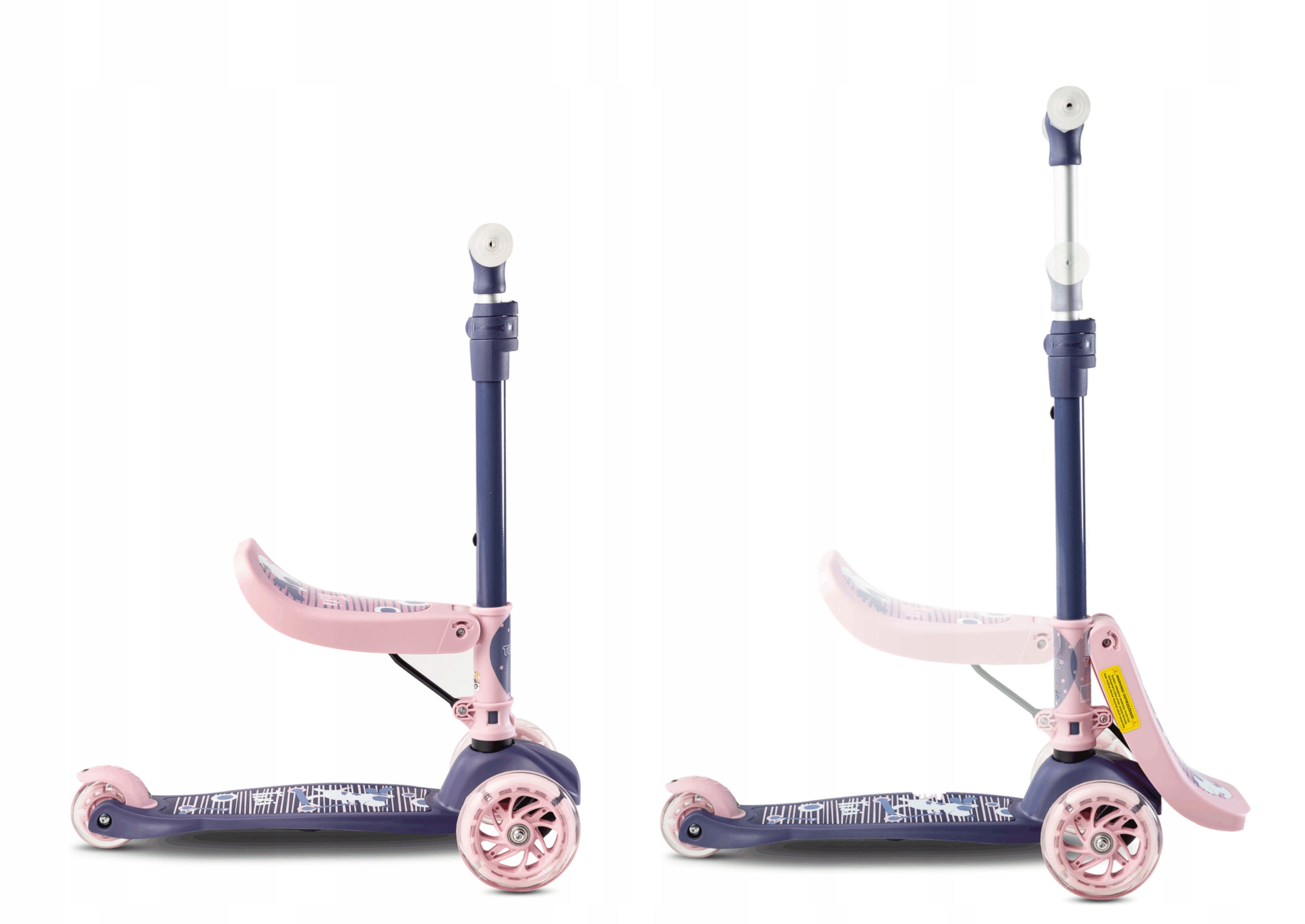 Hulajnoga dziecięca 2w1 Tixi Pink 3-kołowa balansowa regulowana kierownica