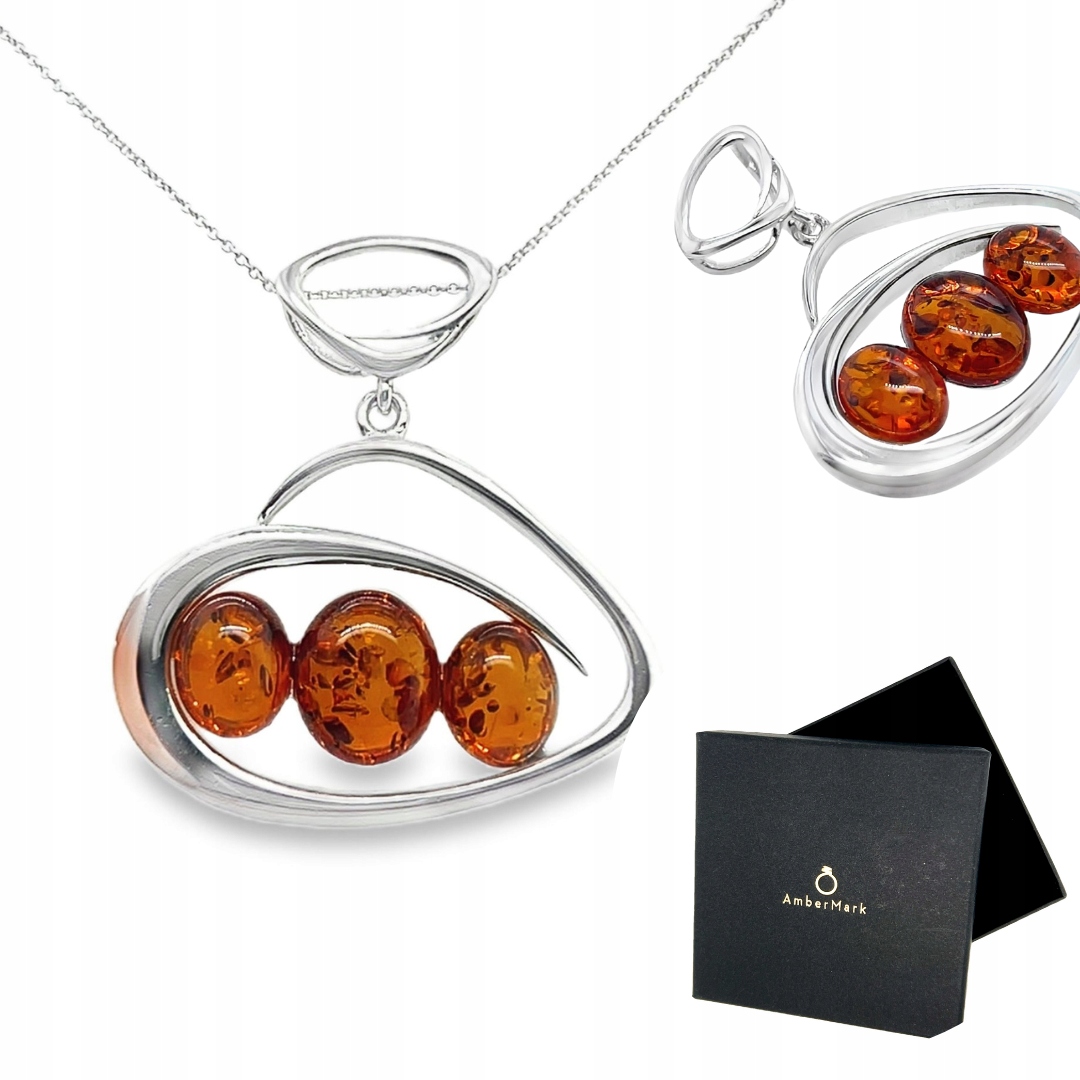 Přívěsek s jantarem Originální Přívěsek ze stříbra koňakový Film