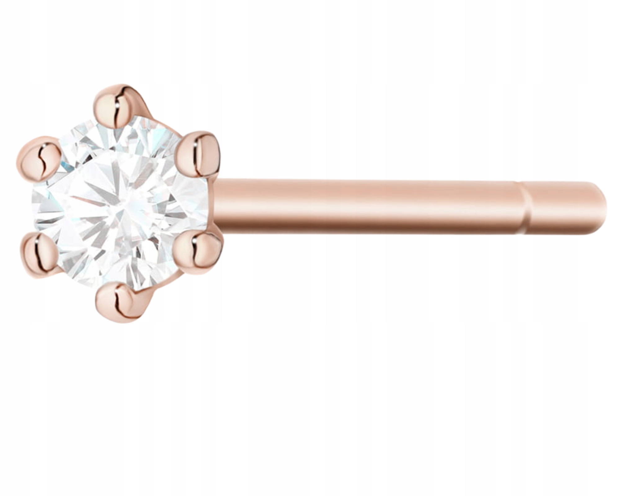 Růžové Zlato Náušnice 1 Kus Tyčinka Ryzost 585 Briliant Diamant