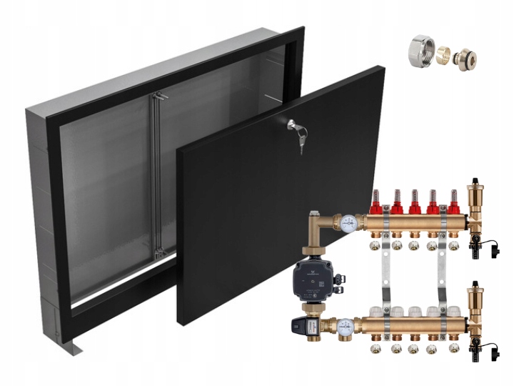 Mosazný Rozdělovač 5 S Čerpadlem Grundfos Podomítková Skříňka Černá Pex