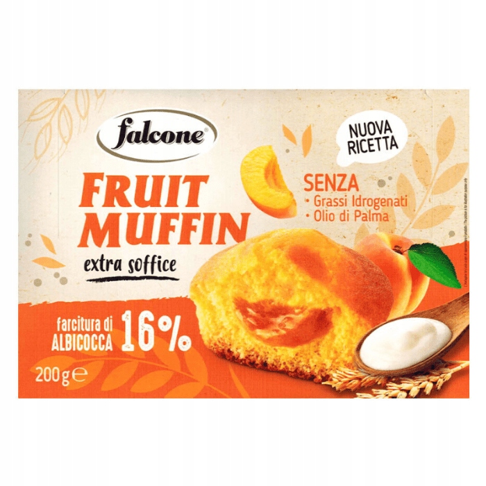 Levně 4x Bábovky s meruňkovou náplní Muffin Fruit Albicocca 200 g Falcone