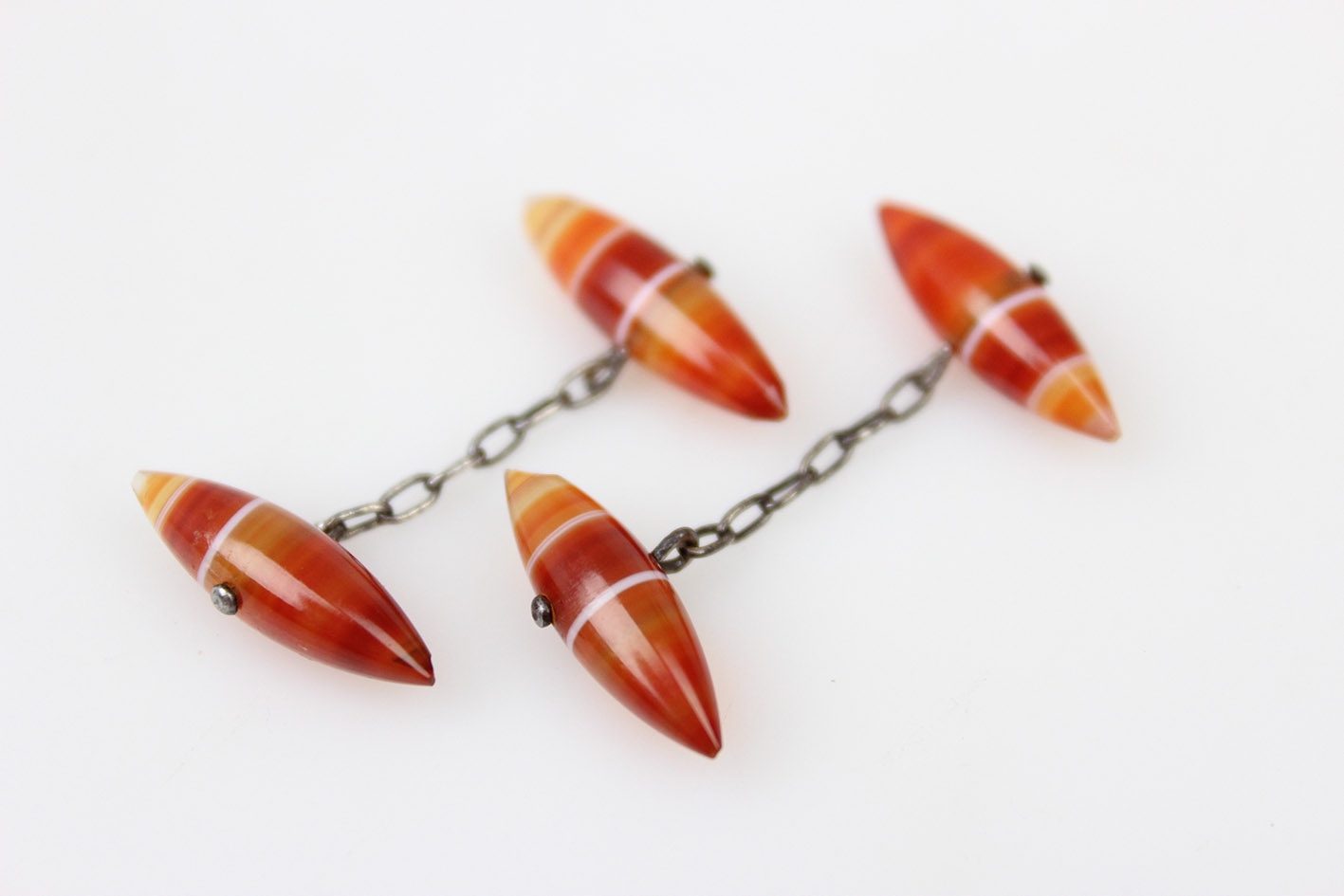 SPINKI MANKETOWE ART DECO SREBRO AGATY