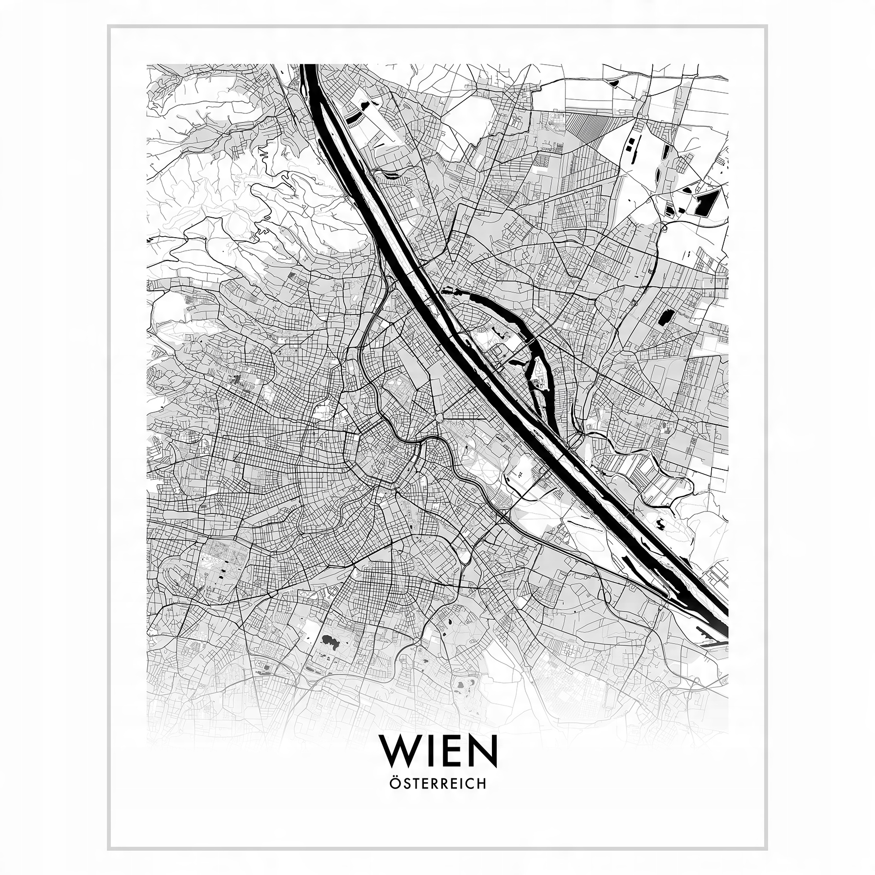 

Plakat 40x50 Mapa Wiedeń Kolor czarno-biały