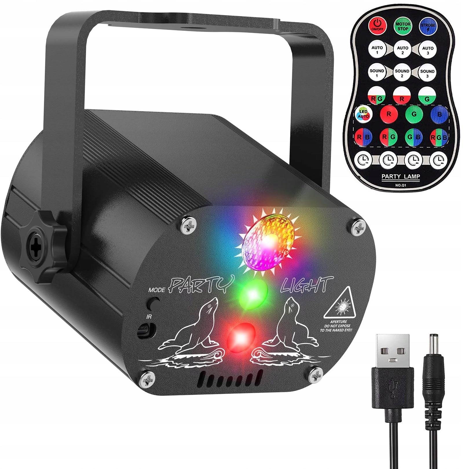 Projektor Kula Dyskotekowa Laser Dyskotekowy Z Pilotem Tryb Muzyczny Led 8 W Rgb